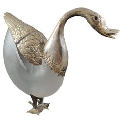 Vintage Glass and Sterling Silver Swan