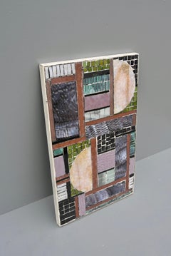 Glass and Stone Mosaic Abstract Wall Art Sculpture, by Han van Hattem 1964