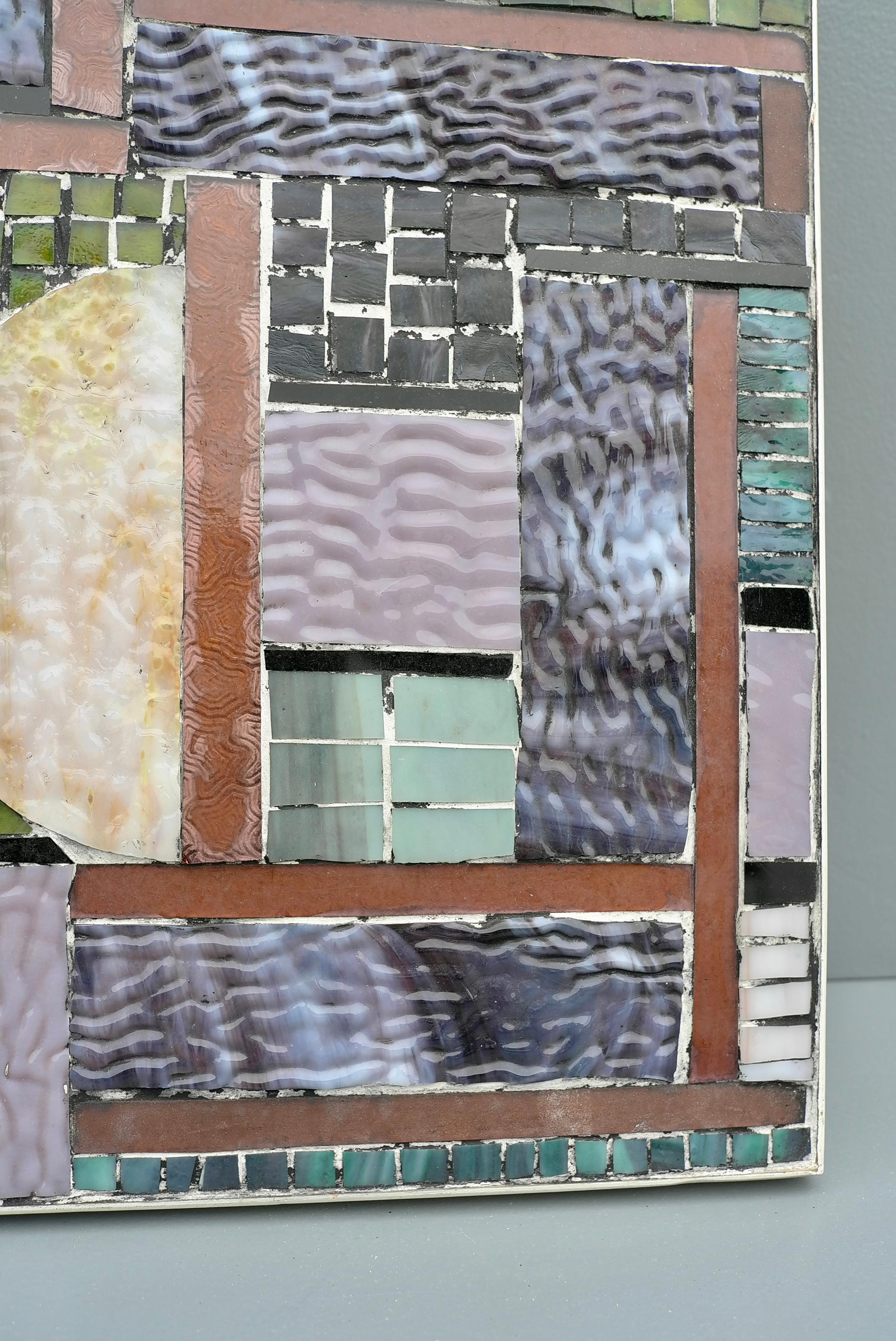 Abstrakte Wandskulptur aus Glas und Steinmosaik von Han van Hattem, 1964 (Moderne der Mitte des Jahrhunderts) im Angebot