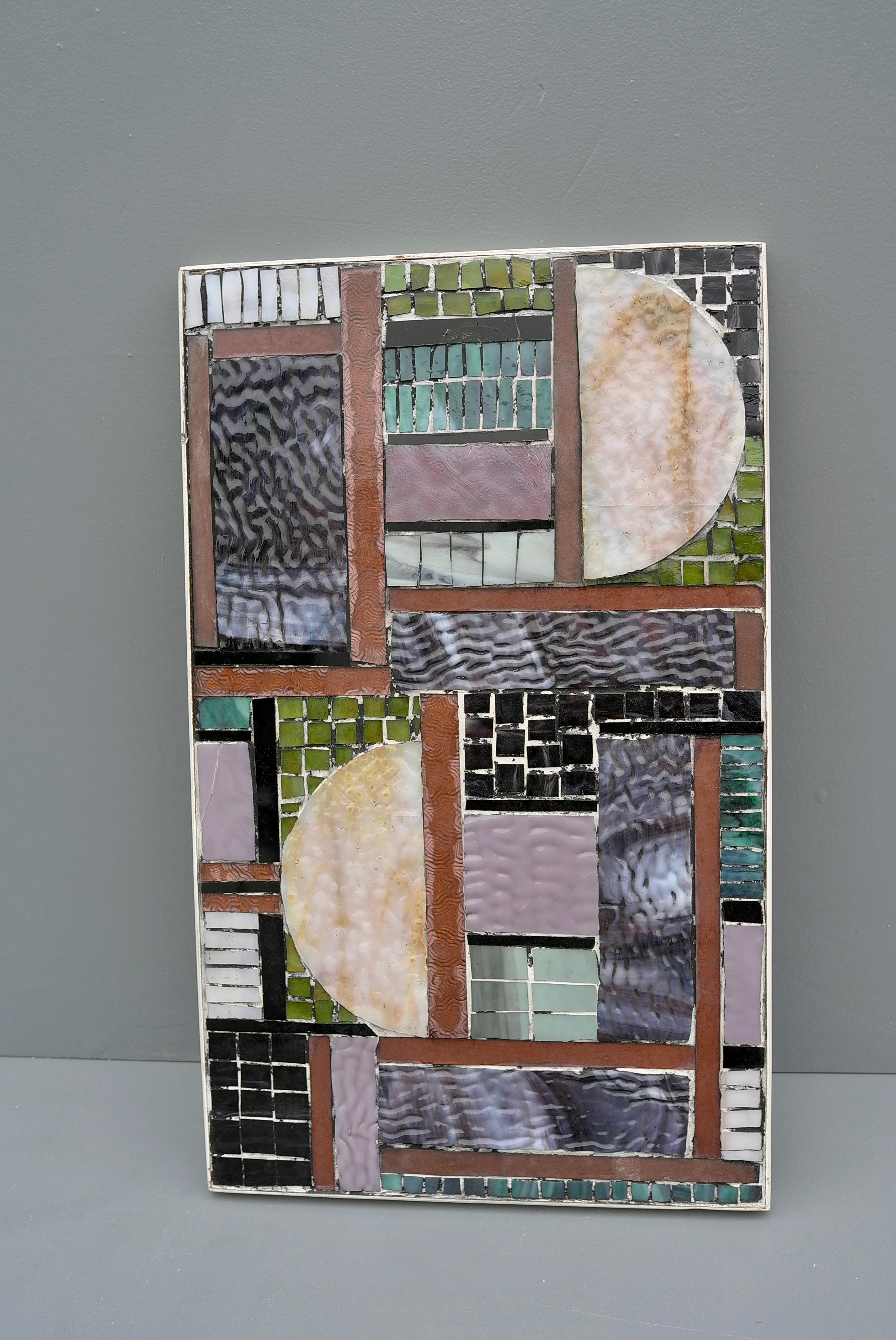 Glass and Stone Mosaic Abstract Wall Art Sculpture, by Han van Hattem 1964 In Good Condition For Sale In Den Haag, NL