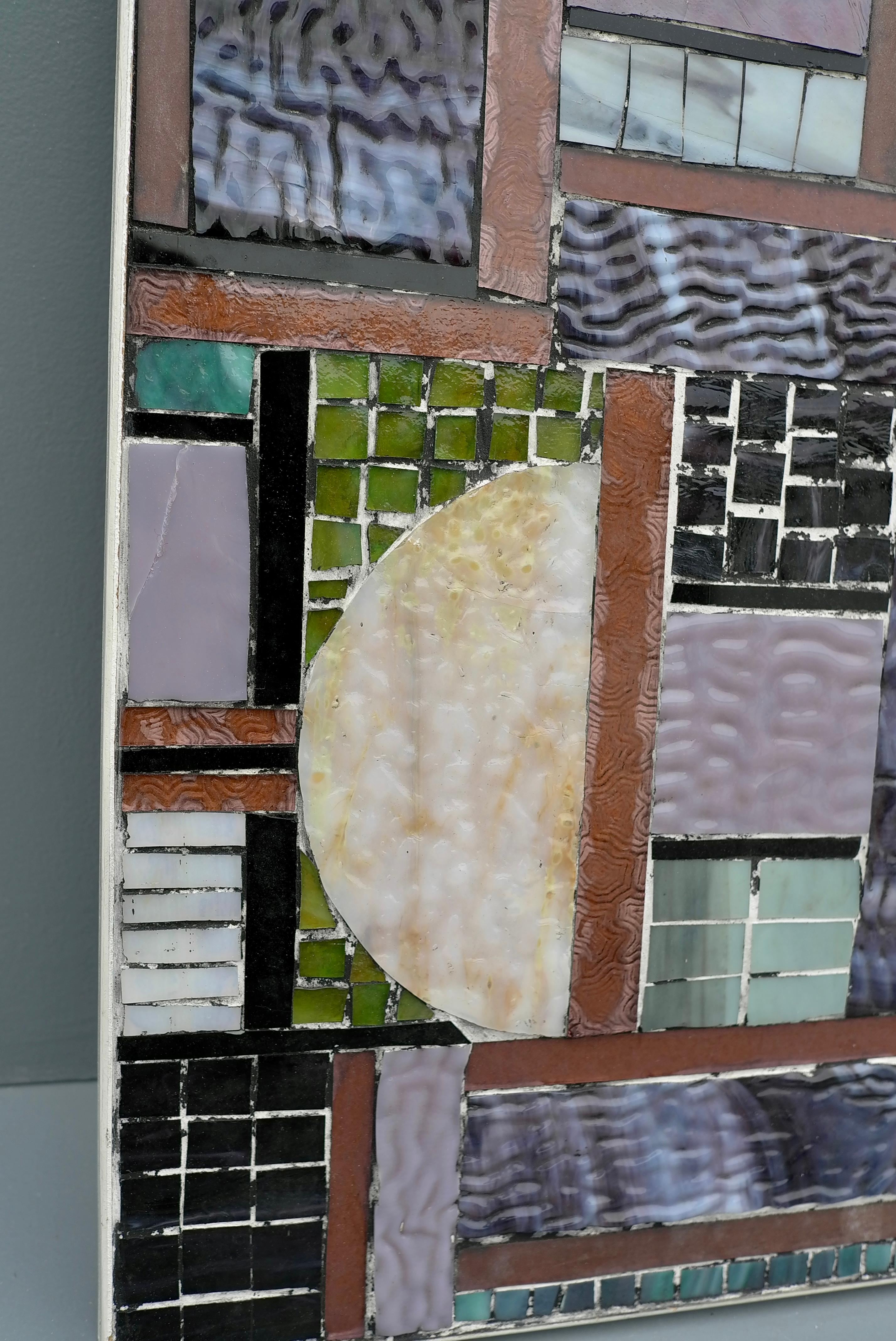 Mid-20th Century Glass and Stone Mosaic Abstract Wall Art Sculpture, by Han van Hattem 1964 For Sale