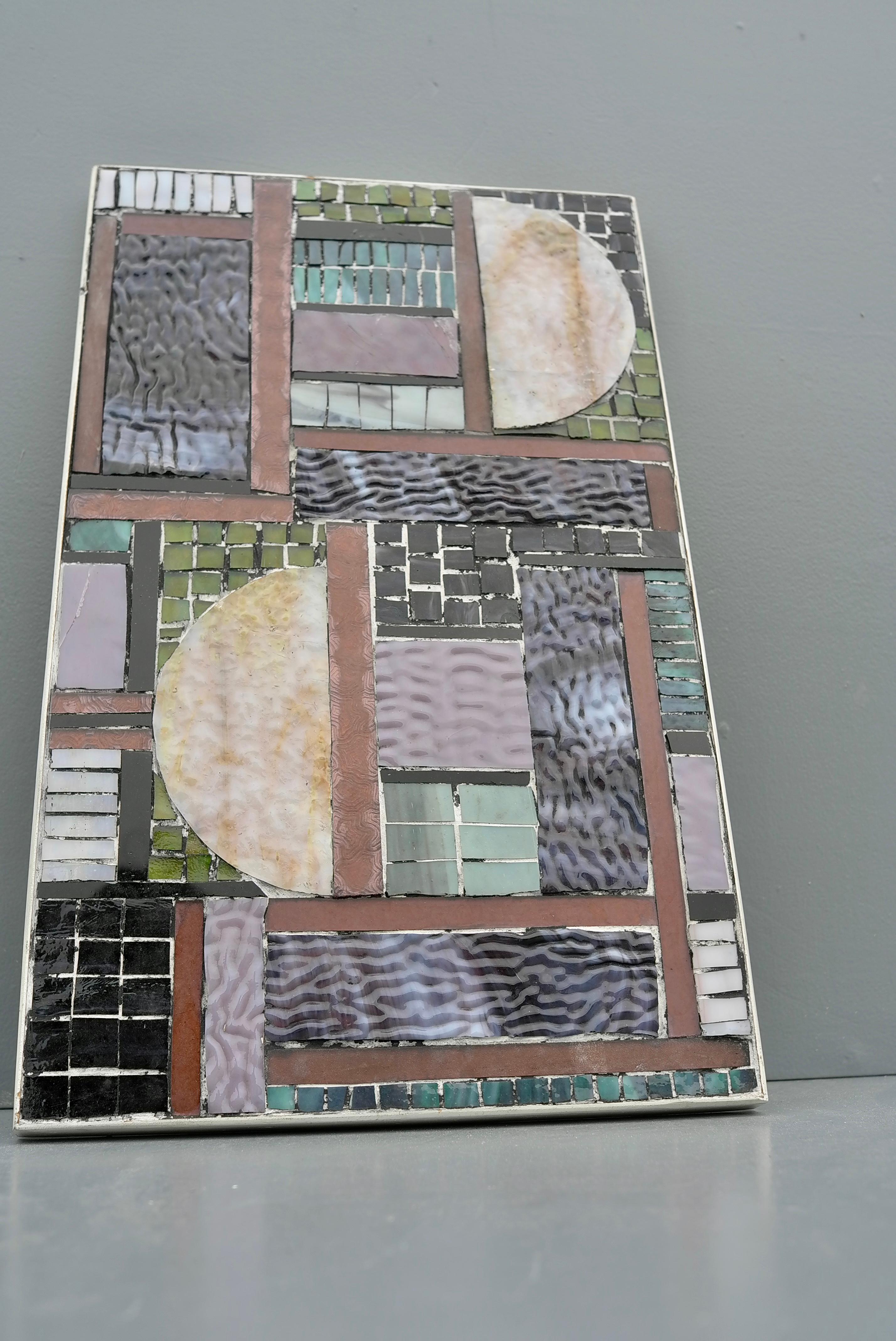 Glass and Stone Mosaic Abstract Wall Art Sculpture, by Han van Hattem 1964 For Sale 1