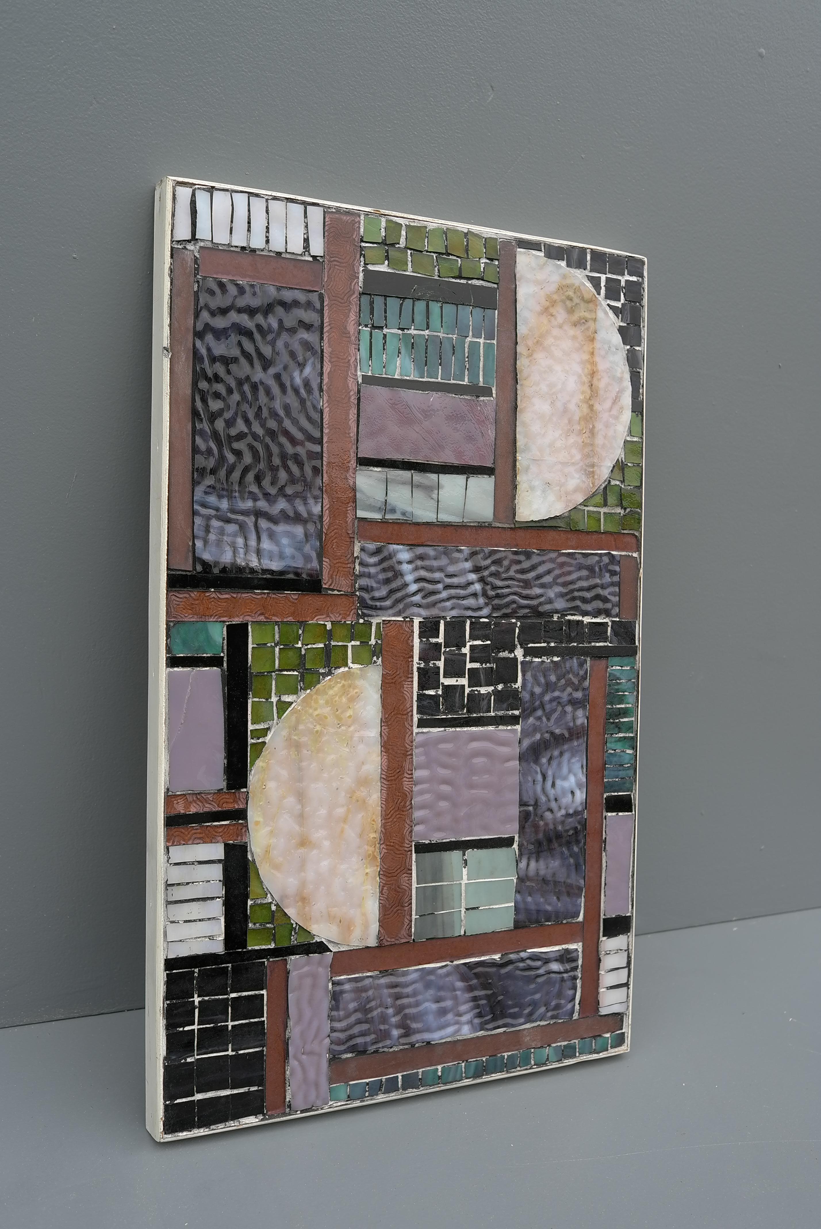 Glass and Stone Mosaic Abstract Wall Art Sculpture, by Han van Hattem 1964 For Sale 2