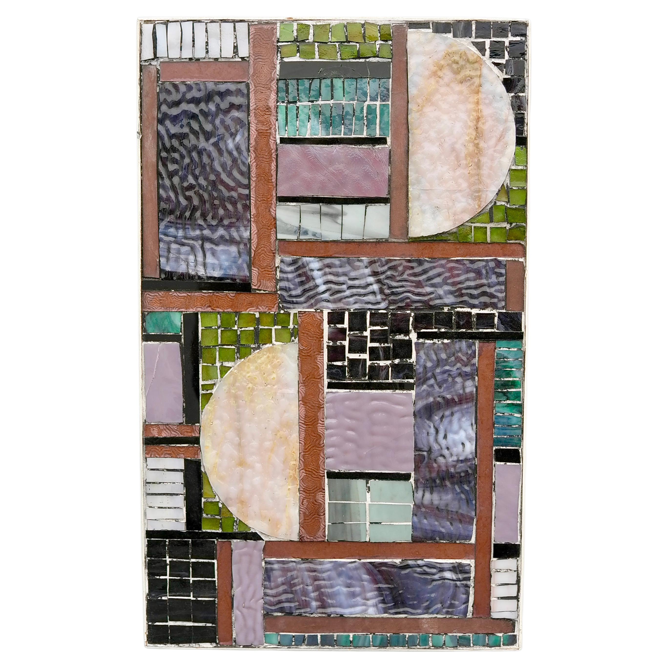 Glass and Stone Mosaic Abstract Wall Art Sculpture, by Han van Hattem 1964 For Sale