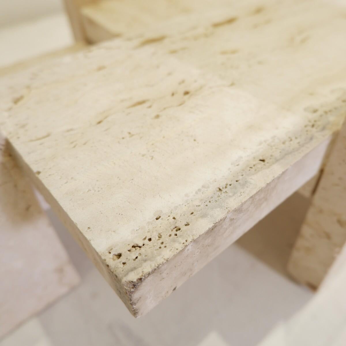 Glass and Travertine Coffee Table by Willy Ballez, 1970s For Sale 6