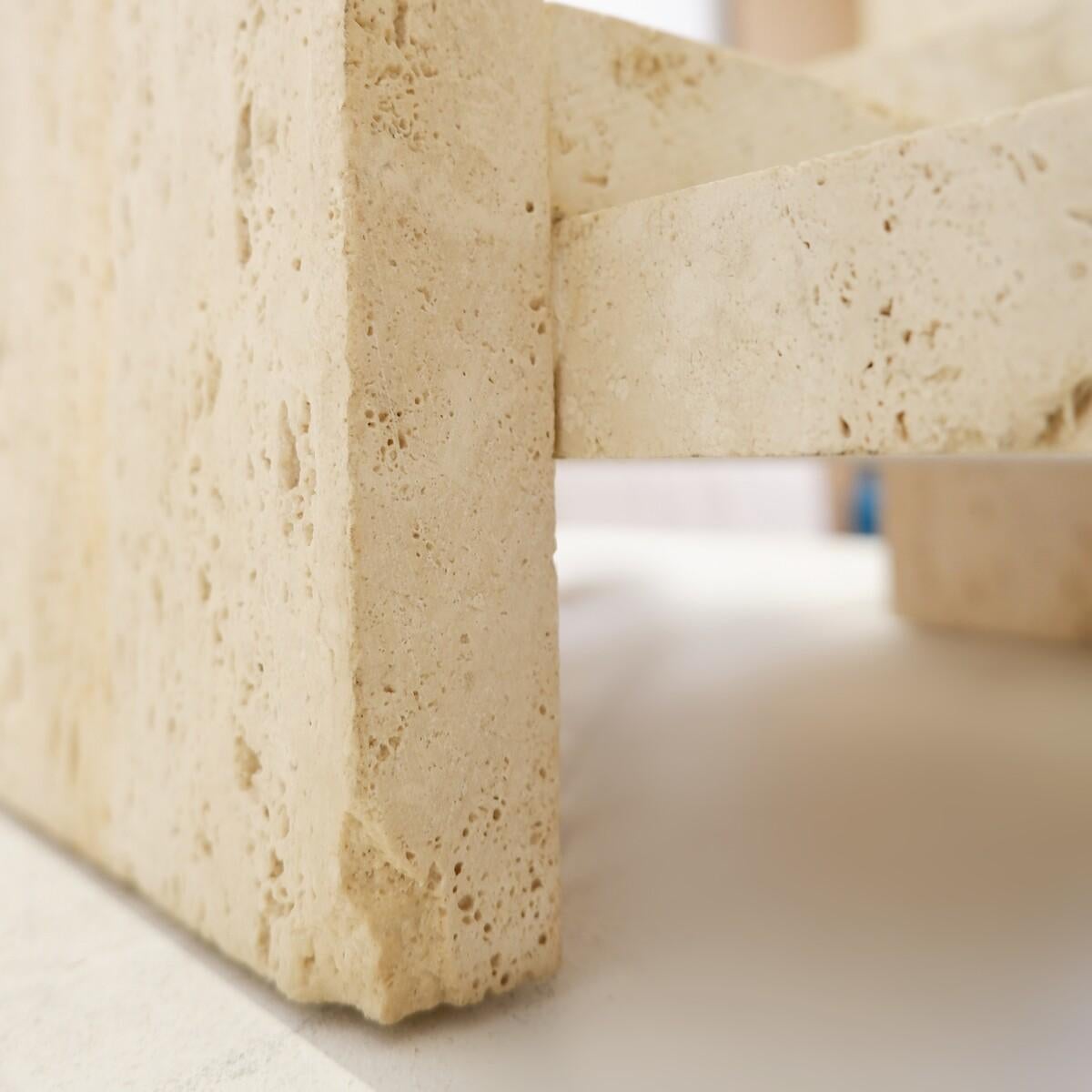 Glass and Travertine Coffee Table by Willy Ballez, 1970s For Sale 7