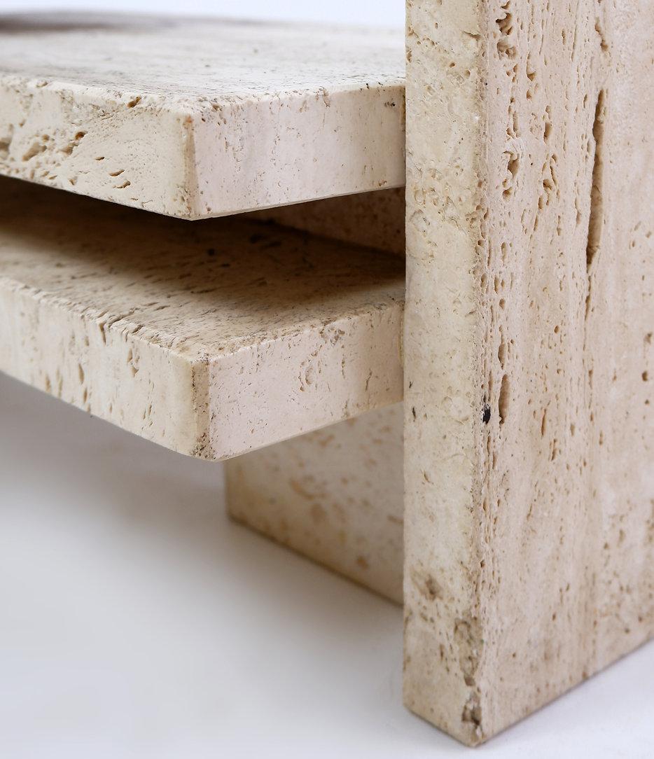 Table basse en verre et travertin, Willy Ballez, 1970 en vente 1