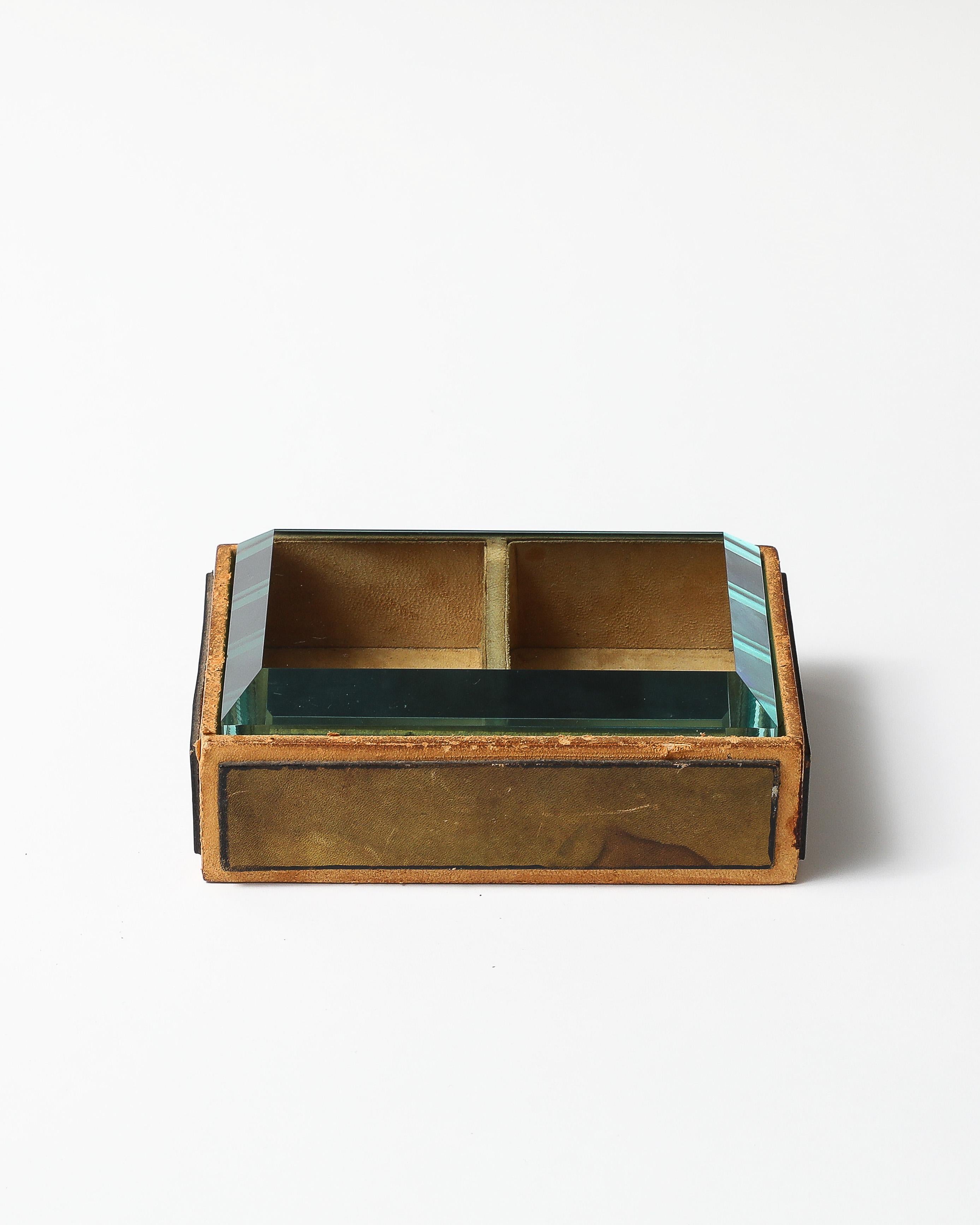 Wood and glass box.
