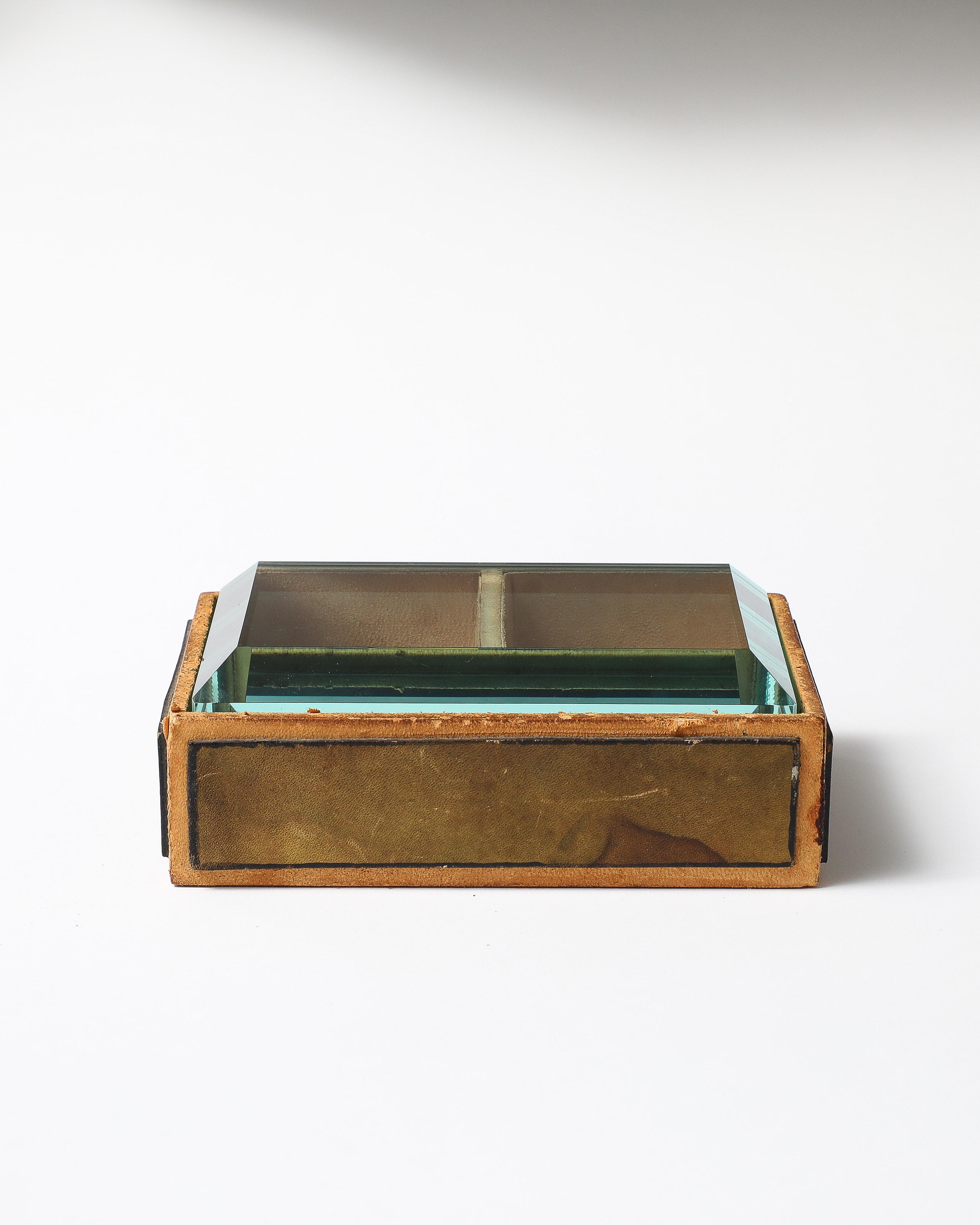 Late 20th Century Glass and Wood Box For Sale