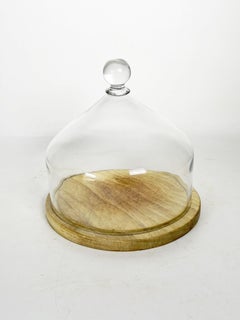 Glass and wood cake dome, pastry bell, France, 1960