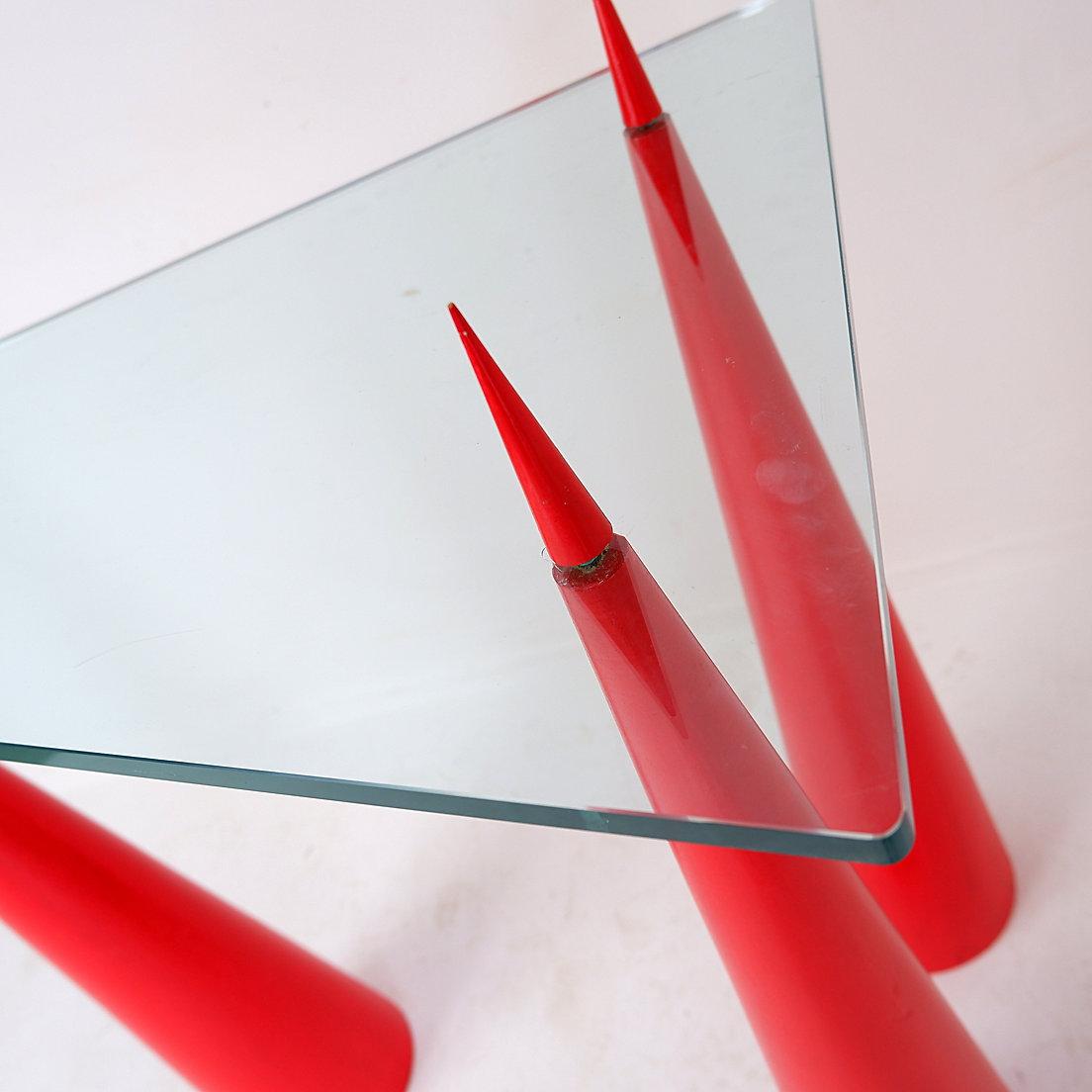 Glass and wood console table in the style of Marcello Pisani For Sale 9