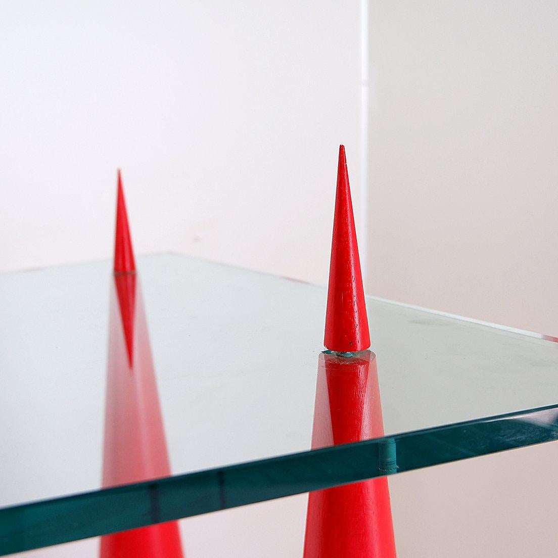 20th Century Glass and wood console table in the style of Marcello Pisani For Sale