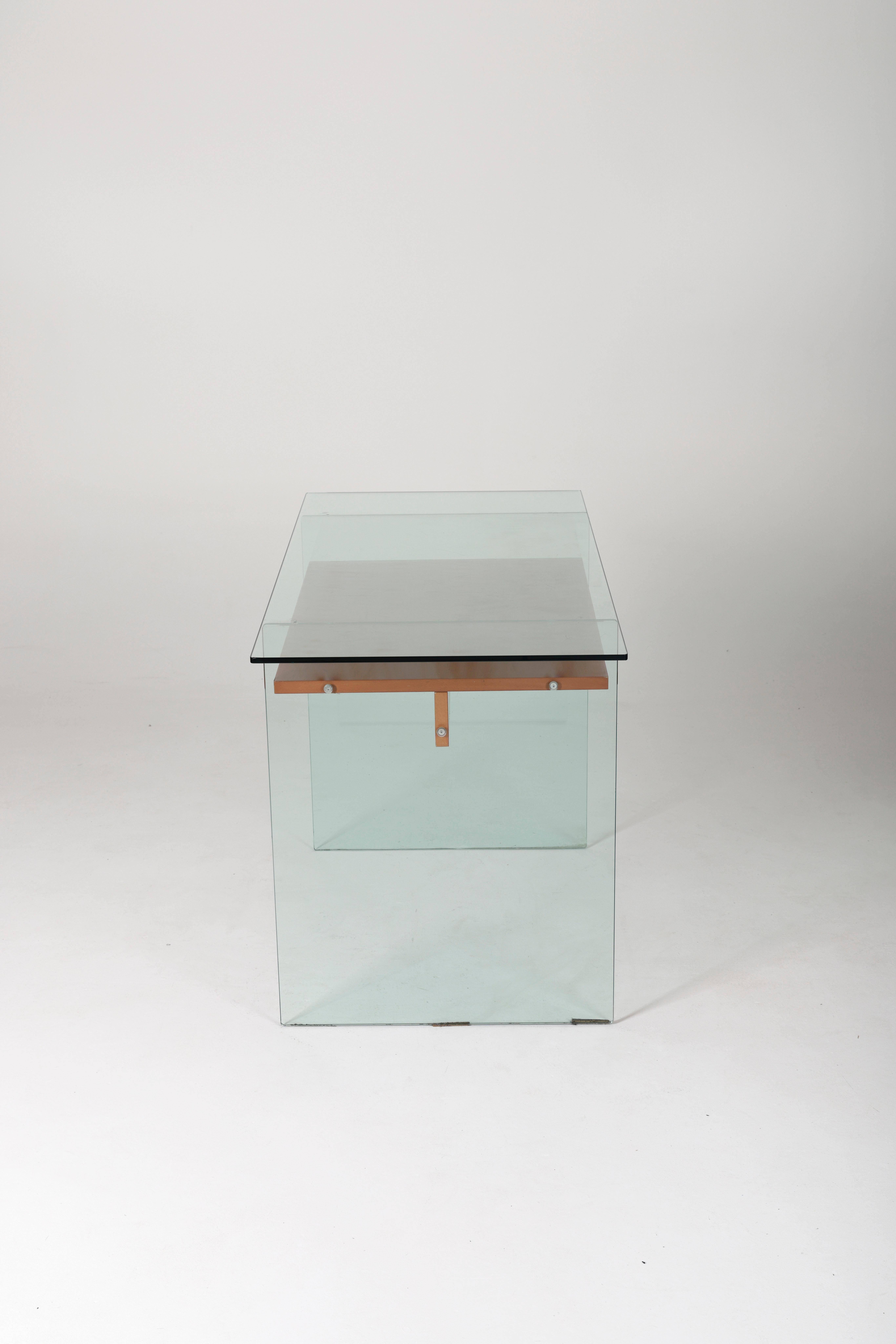 Glass and wood desk, 1980s 2