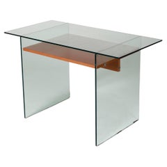 Glass and wood desk, 1980s