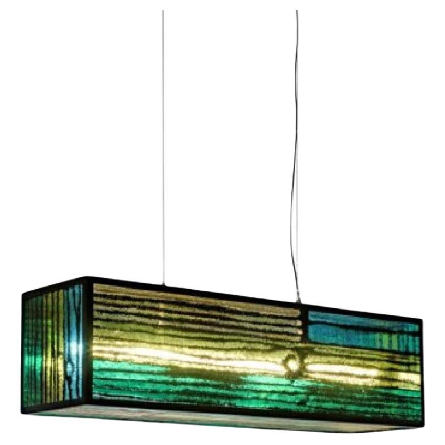 GLASS AND WOOD Horizontal pendant lamp by Richard Woods for Wonderglass For Sale
