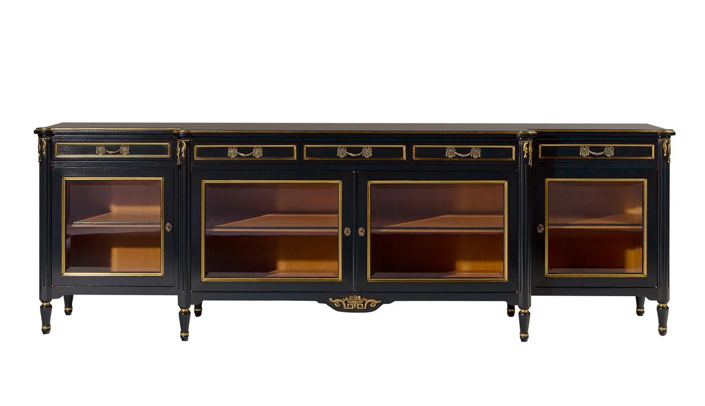 Painted Glass and Wood Sideboard Louis XVI