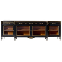 Glass and Wood Sideboard Louis XVI