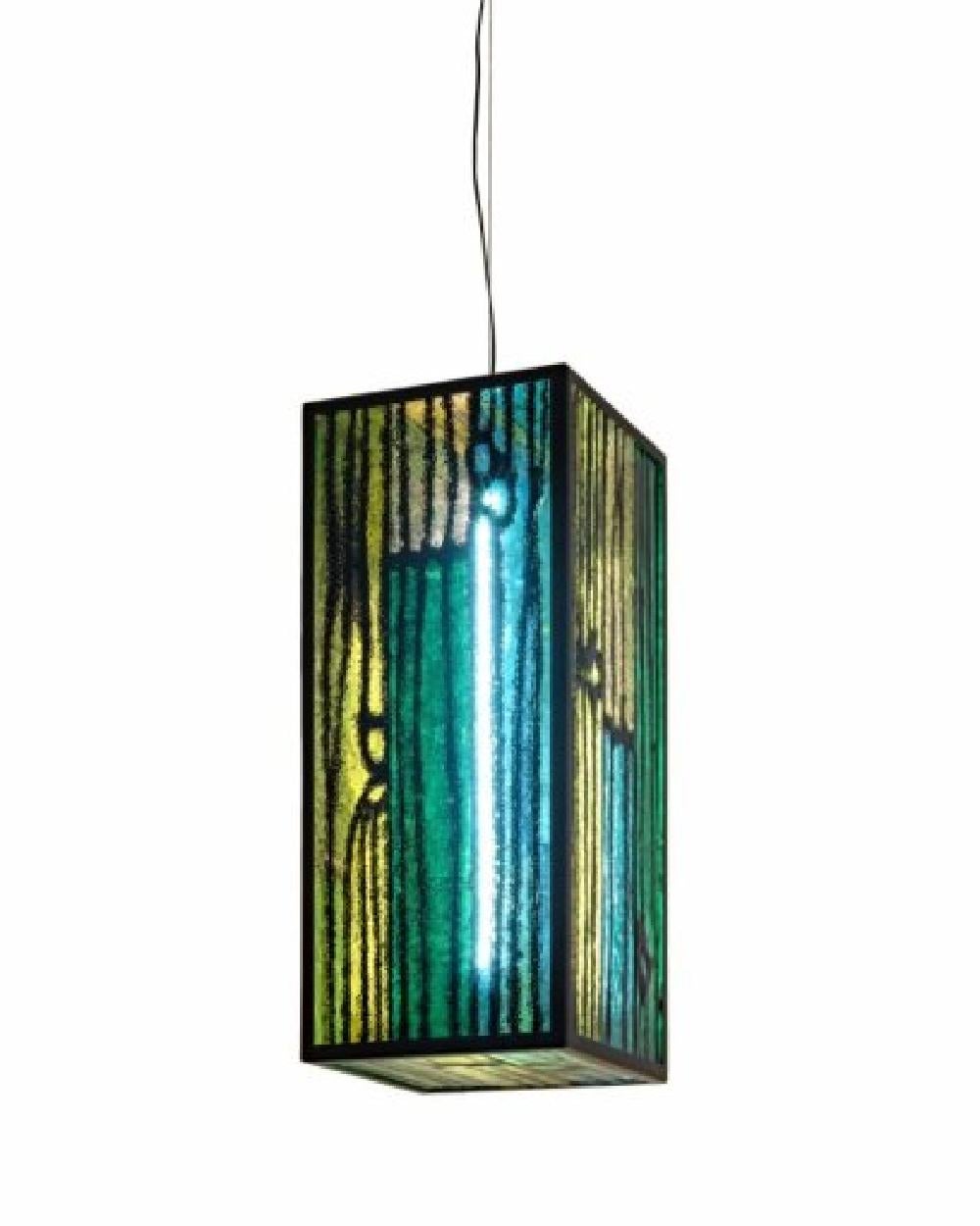 Contemporary GLASS AND WOOD Vertical pendant lamp by Richard Woods for Wonderglass For Sale