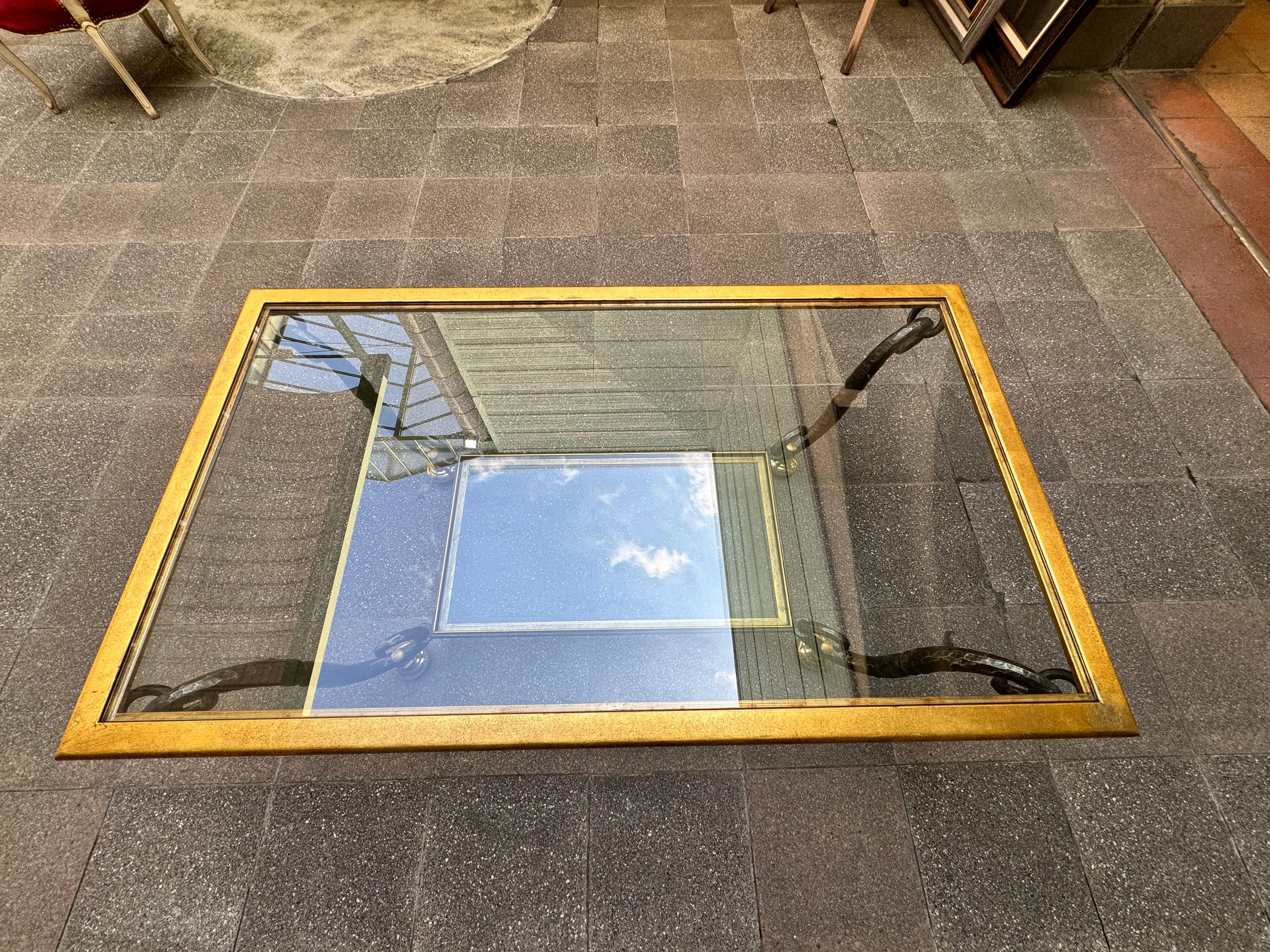 Table basse en verre et fer forgé de Banci Firenze - 1980 Smail Titi 130 X 74 en vente 12