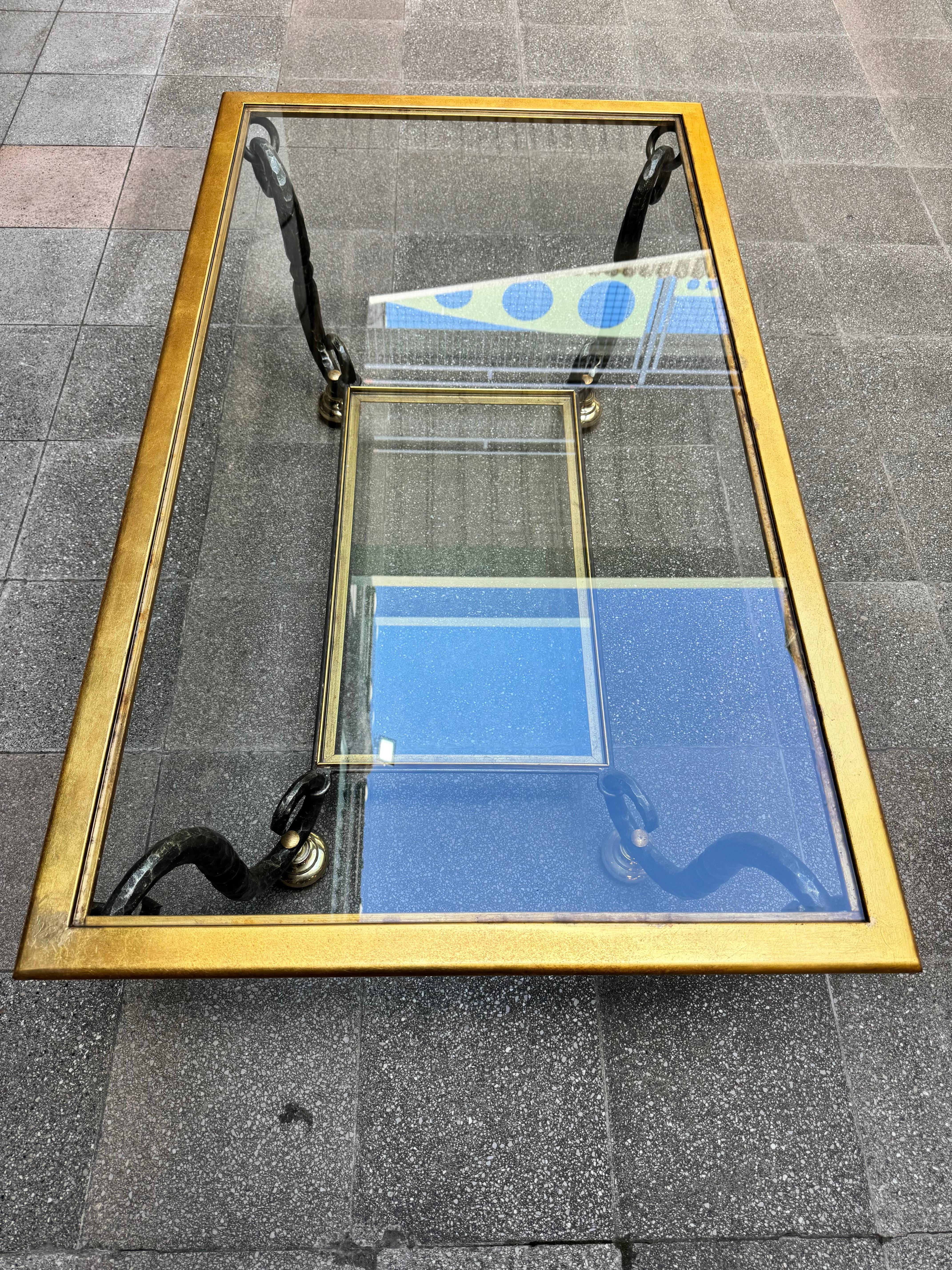 Table basse en verre et fer forgé de Banci Firenze - 1980 Smail Titi 130 X 74 Excellent état - En vente à Saint Ouen, FR