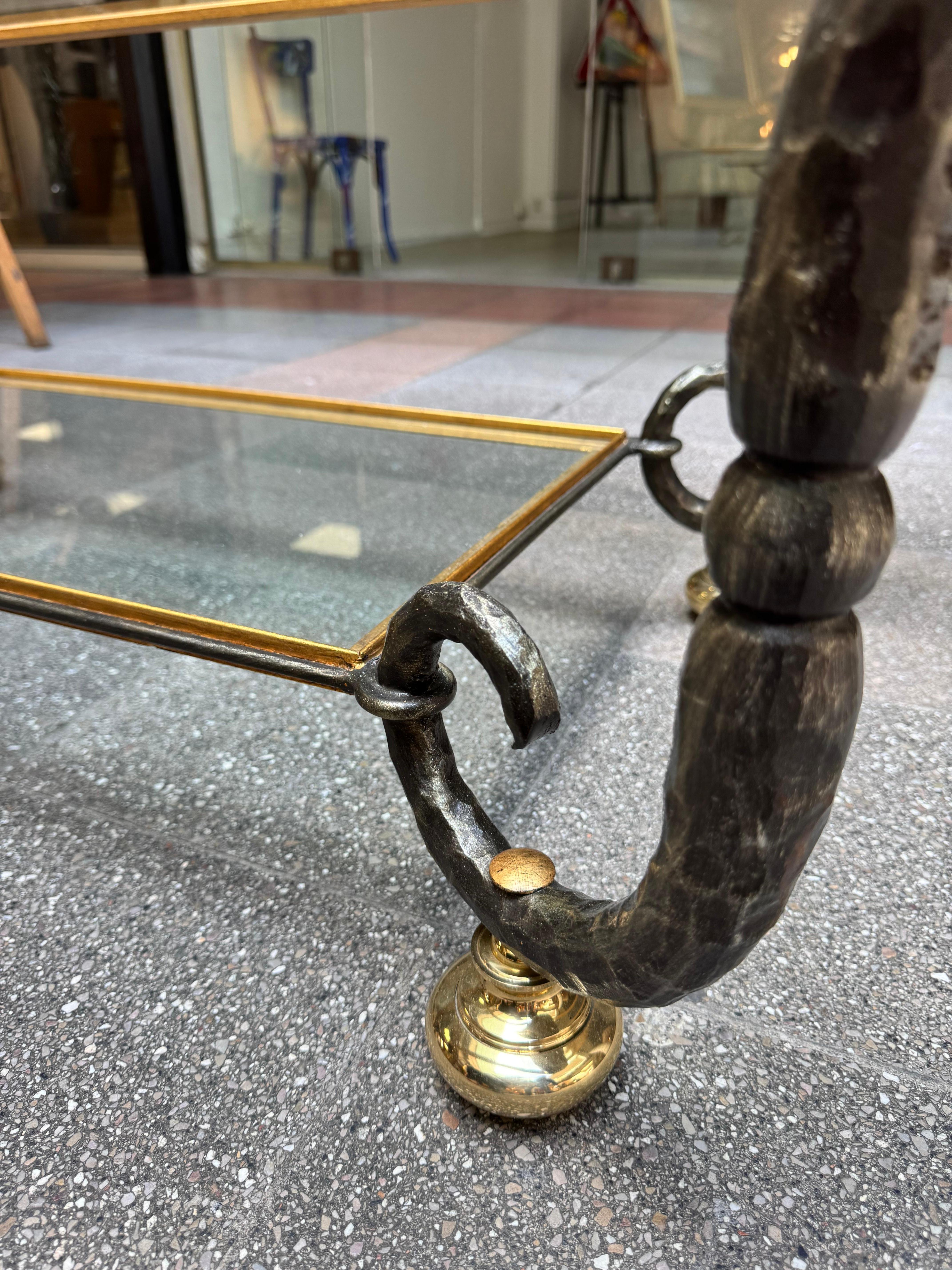 Fin du 20e siècle Table basse en verre et fer forgé de Banci Firenze - 1980 Smail Titi 130 X 74 en vente