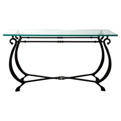 Glass and Wrought Iron Console, France, 1940s