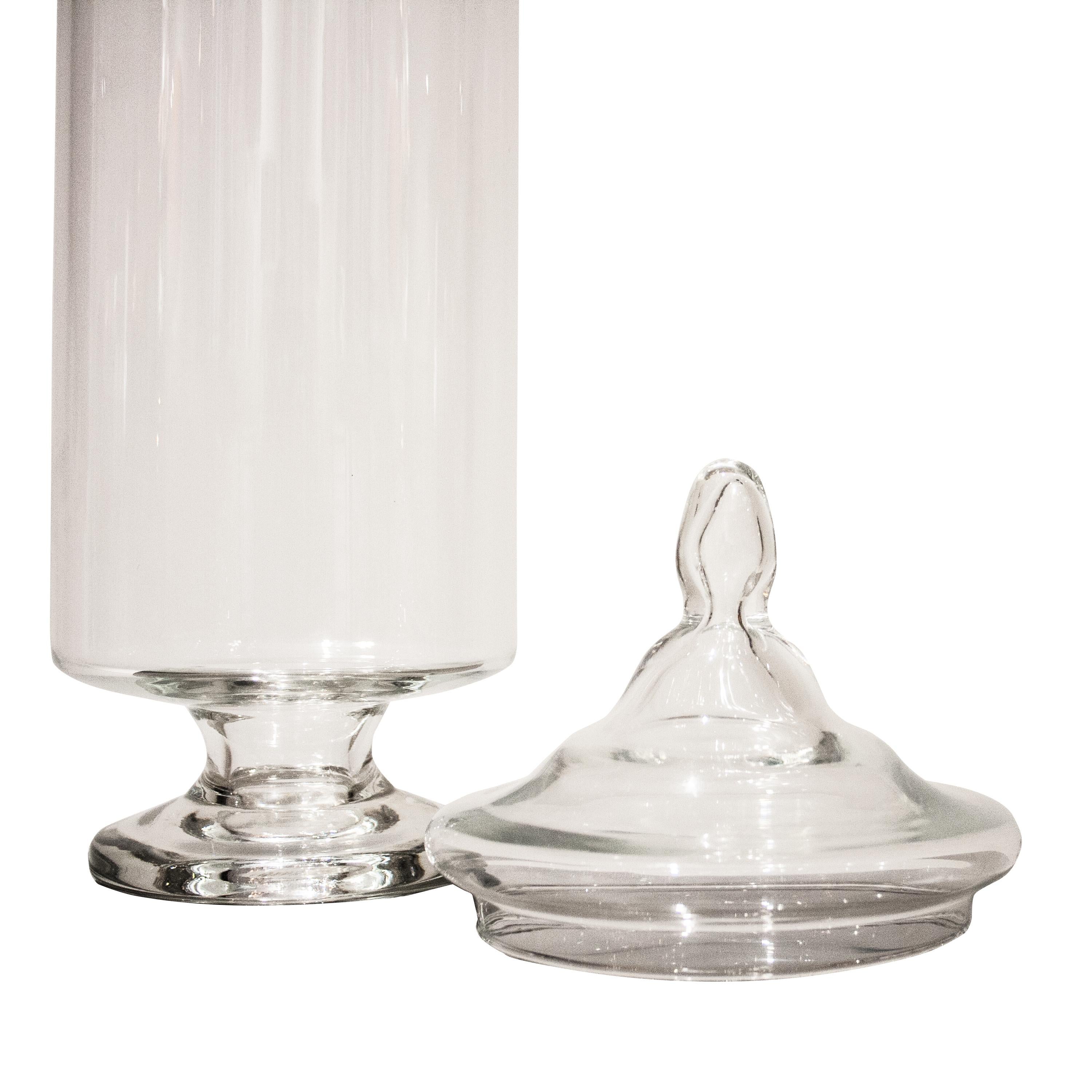 Mid-Century moderno Vaso da farmacia in vetro con coperchio, Italia, 1950 in vendita