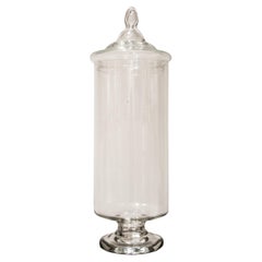 Vintage Glass Apothecary Vase with Lid, Italy, 1950