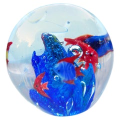 Glass aquarium paperweight by Gino Mazzuccato