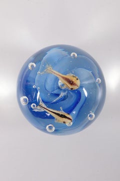 Glass Aquarium Paperweight with Fishes
