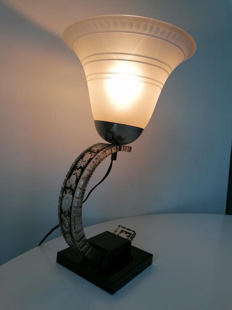 Glasglas-Tischlampe im Art déco-Stil im Angebot 5