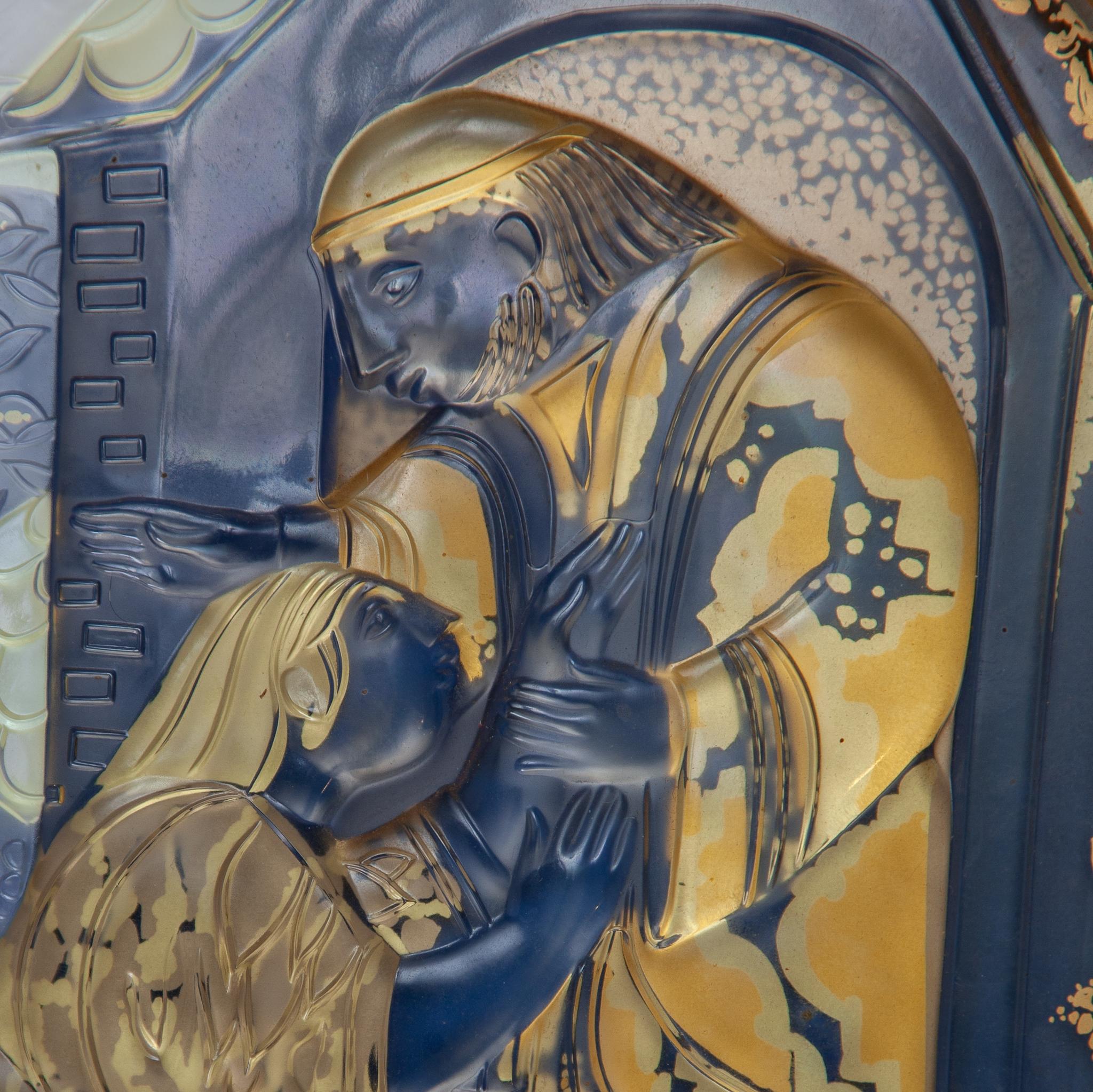 Glass Art Wall Mounted Parable of the Prodigal Son by  Bjorn Wiinblad, Rosenthal For Sale 2