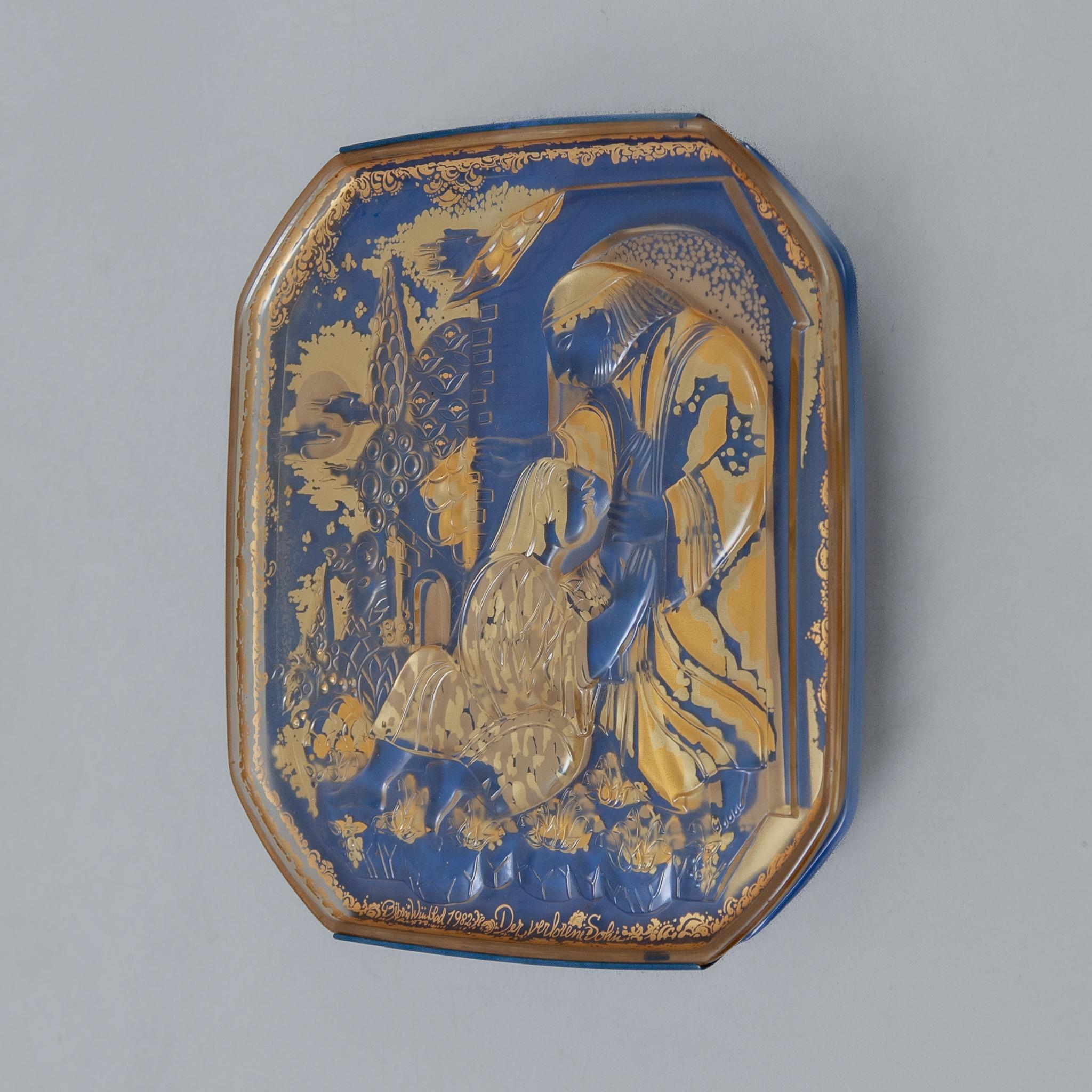 Gilt Glass Art Wall Mounted Parable of the Prodigal Son by  Bjorn Wiinblad, Rosenthal For Sale