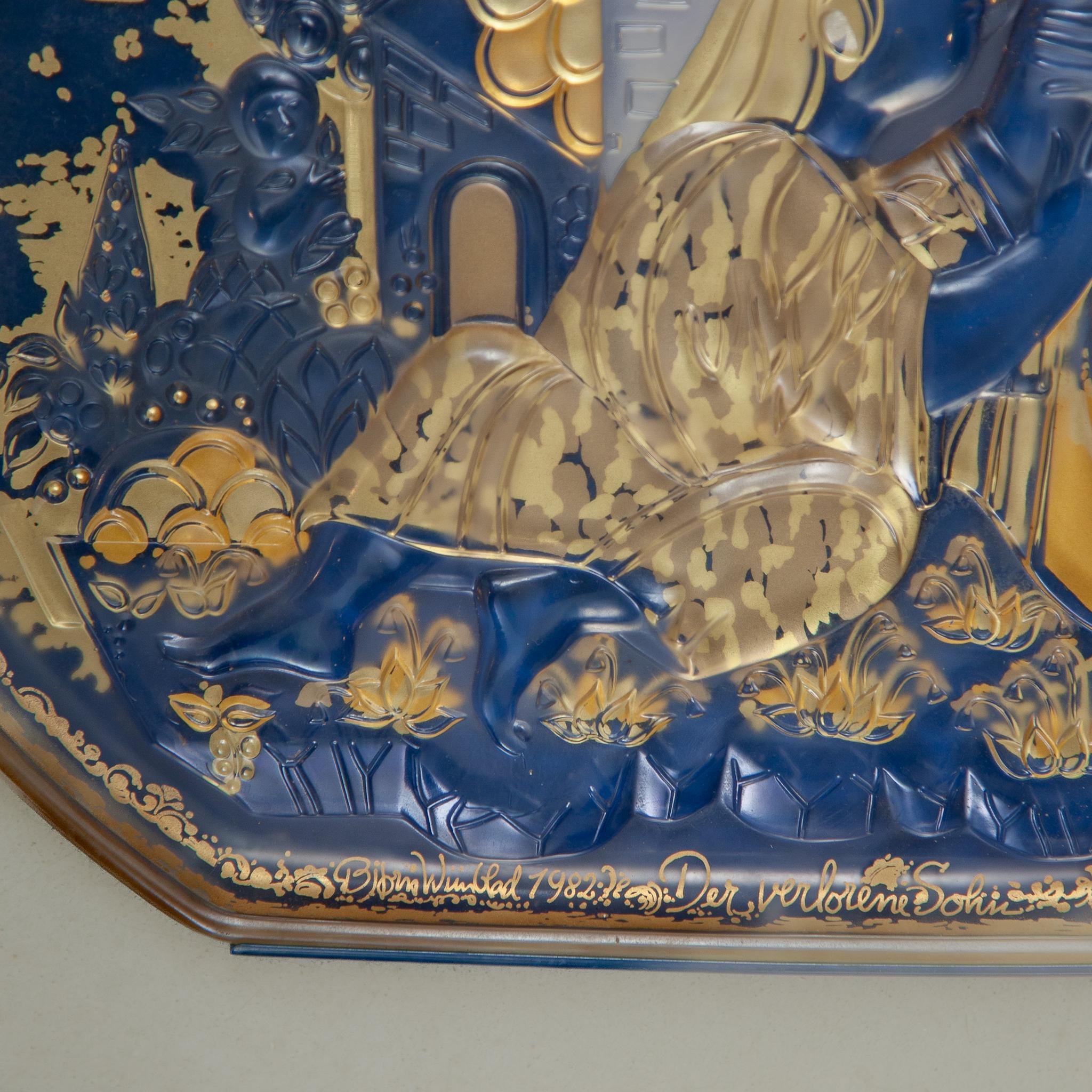 Art Glass Glass Art Wall Mounted Parable of the Prodigal Son by  Bjorn Wiinblad, Rosenthal For Sale