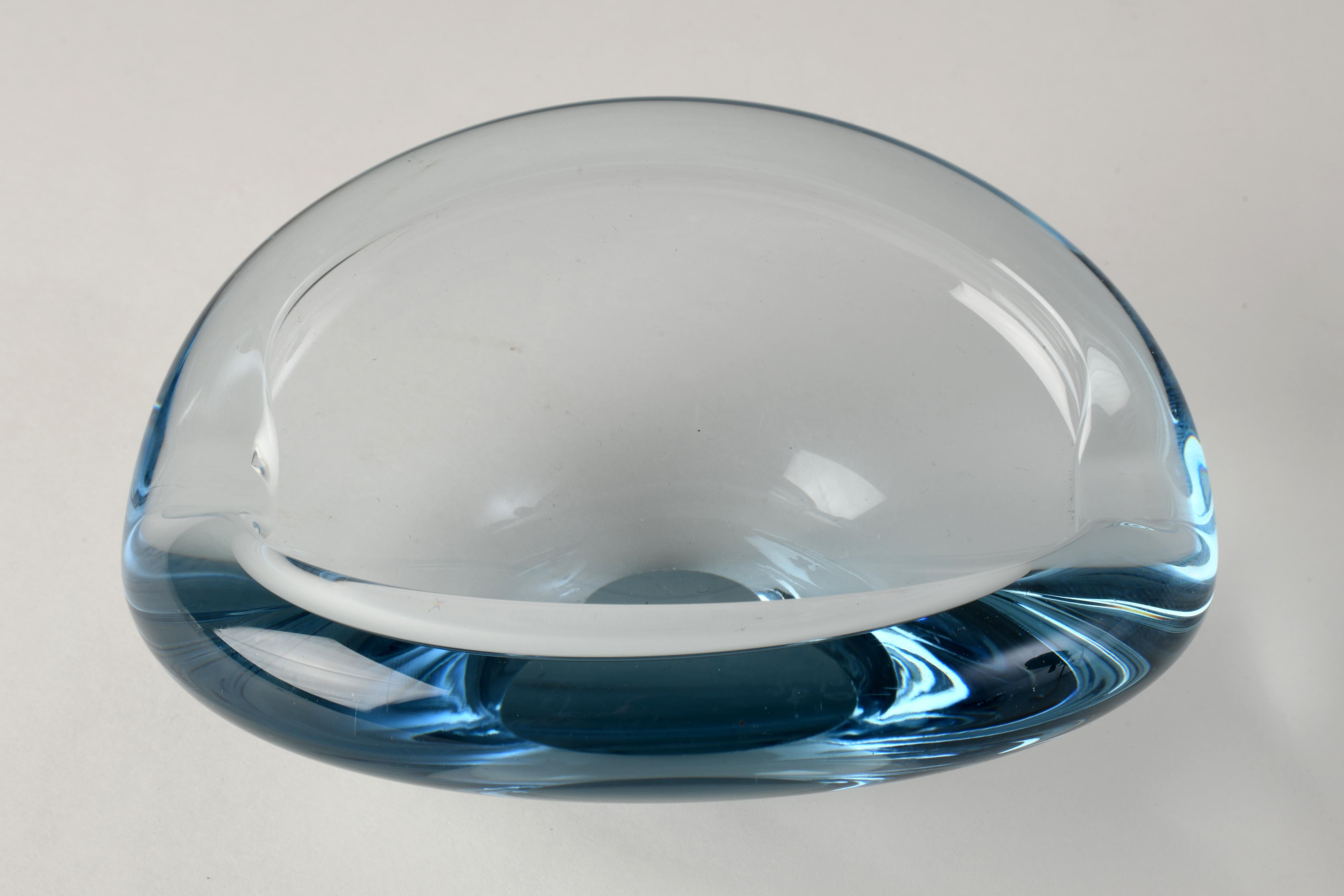 Mid-20th Century Glass ashtray blue designed by Per Lutken for Holmegaard in Denmark during 60s For Sale