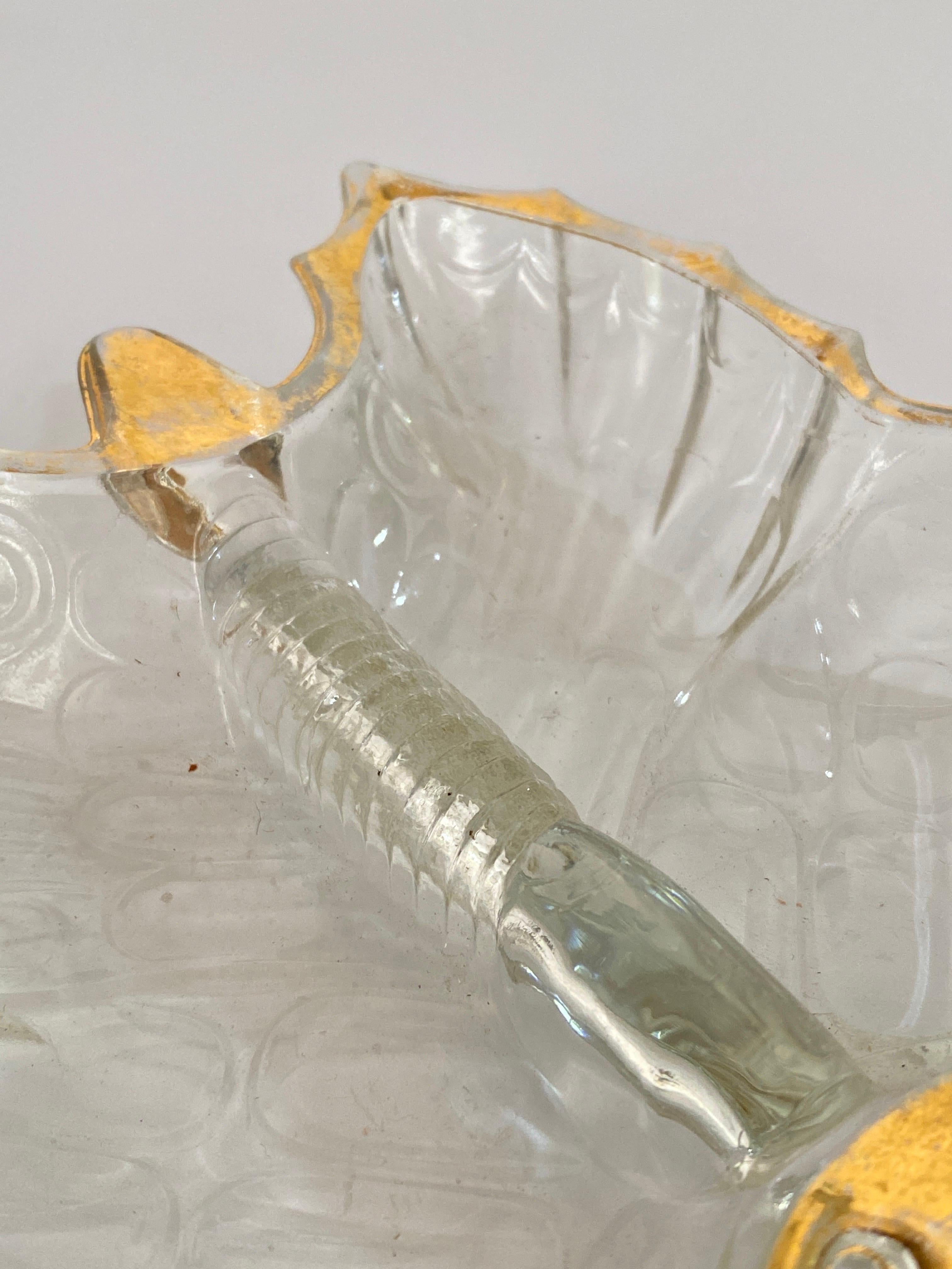Aschenbecher oder Ablageschale aus Glasglas, Schmetterlingsform, mit vergoldetem Dekormuster im Angebot 2