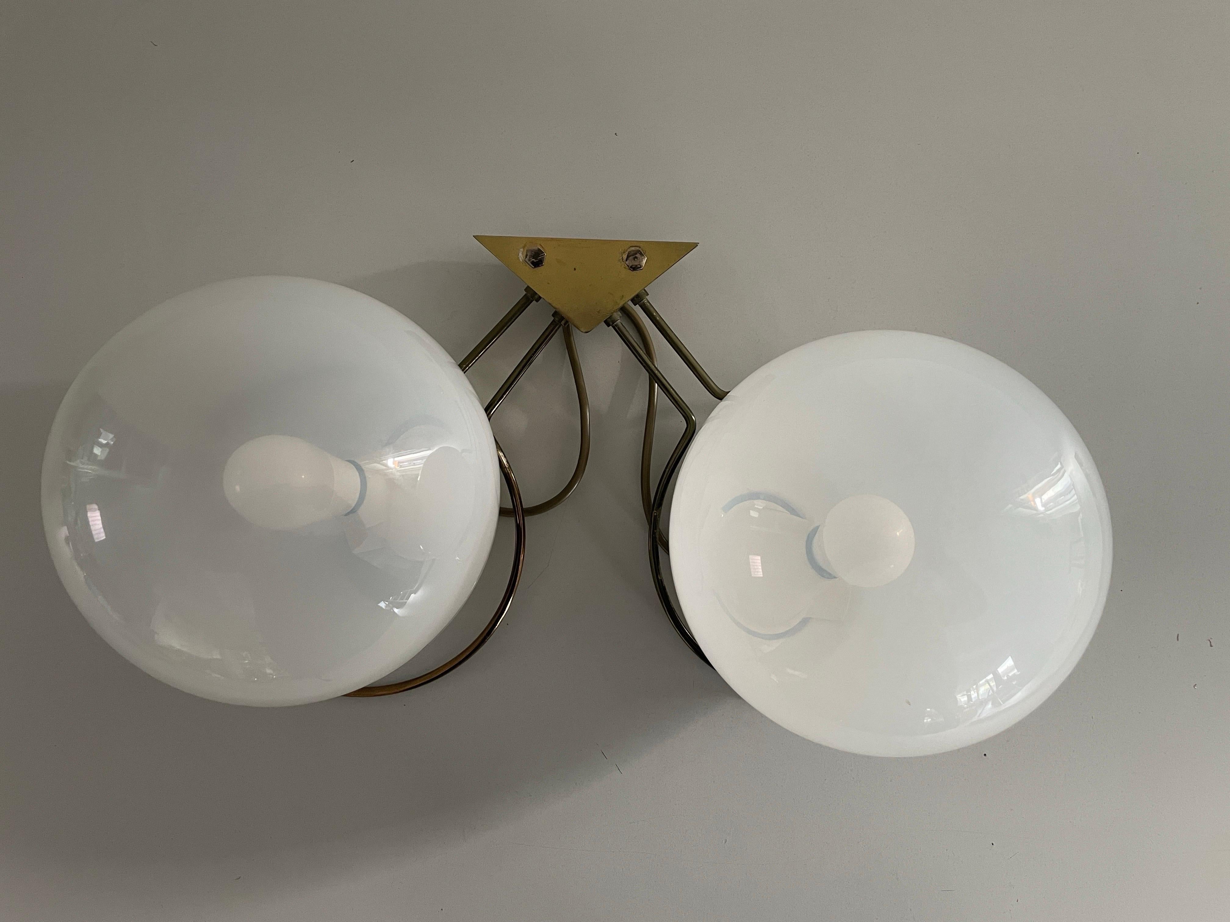 Glass Ball and Brass Sconces by Gino Sarfatti, 1950s, Italy For Sale 4