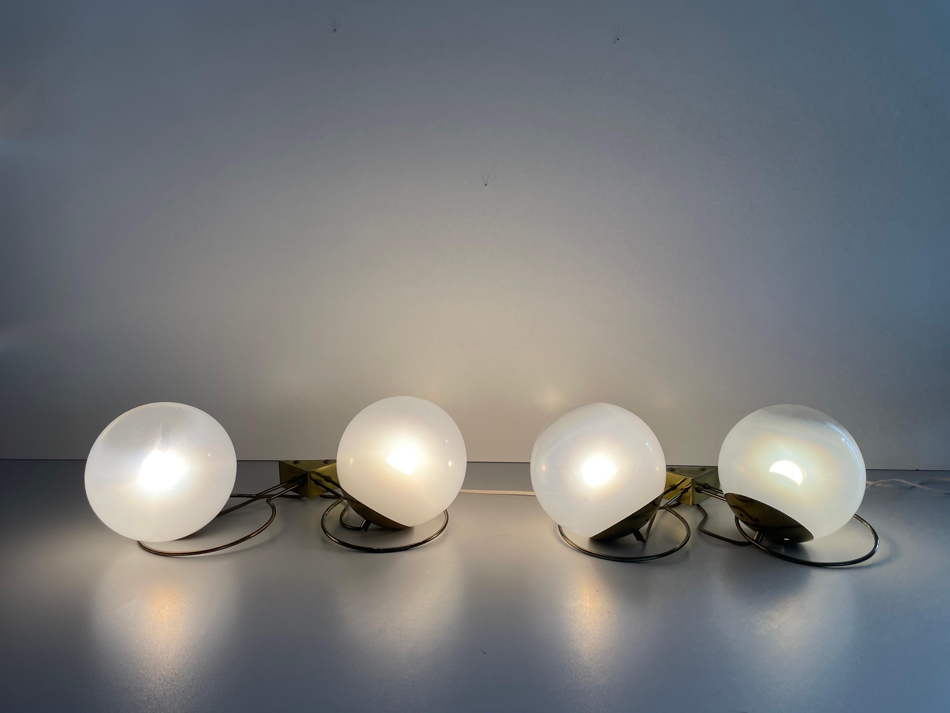 Glass Ball and Brass Sconces by Gino Sarfatti, 1950s, Italy For Sale 7