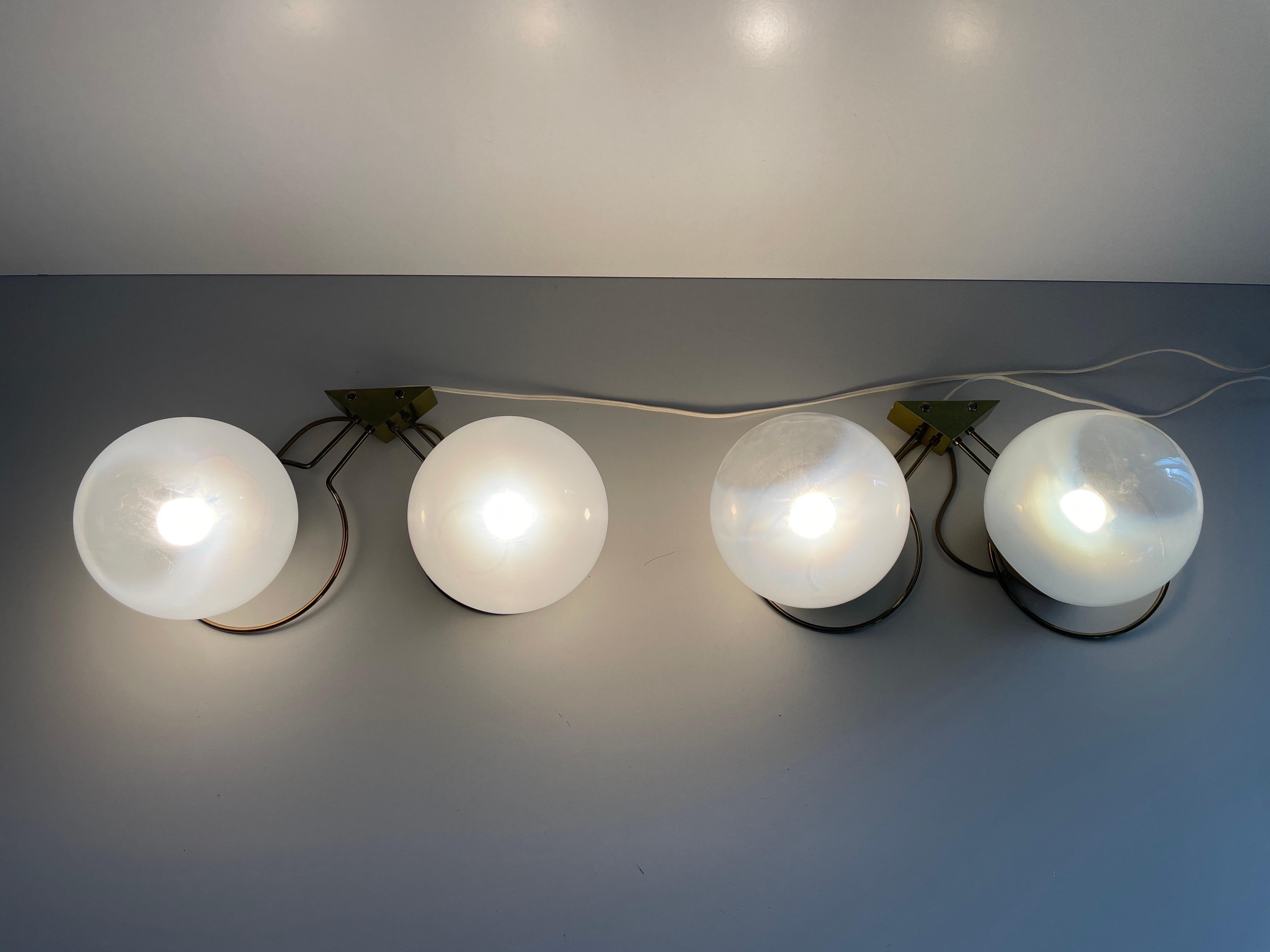 Glass Ball and Brass Sconces by Gino Sarfatti, 1950s, Italy For Sale 9