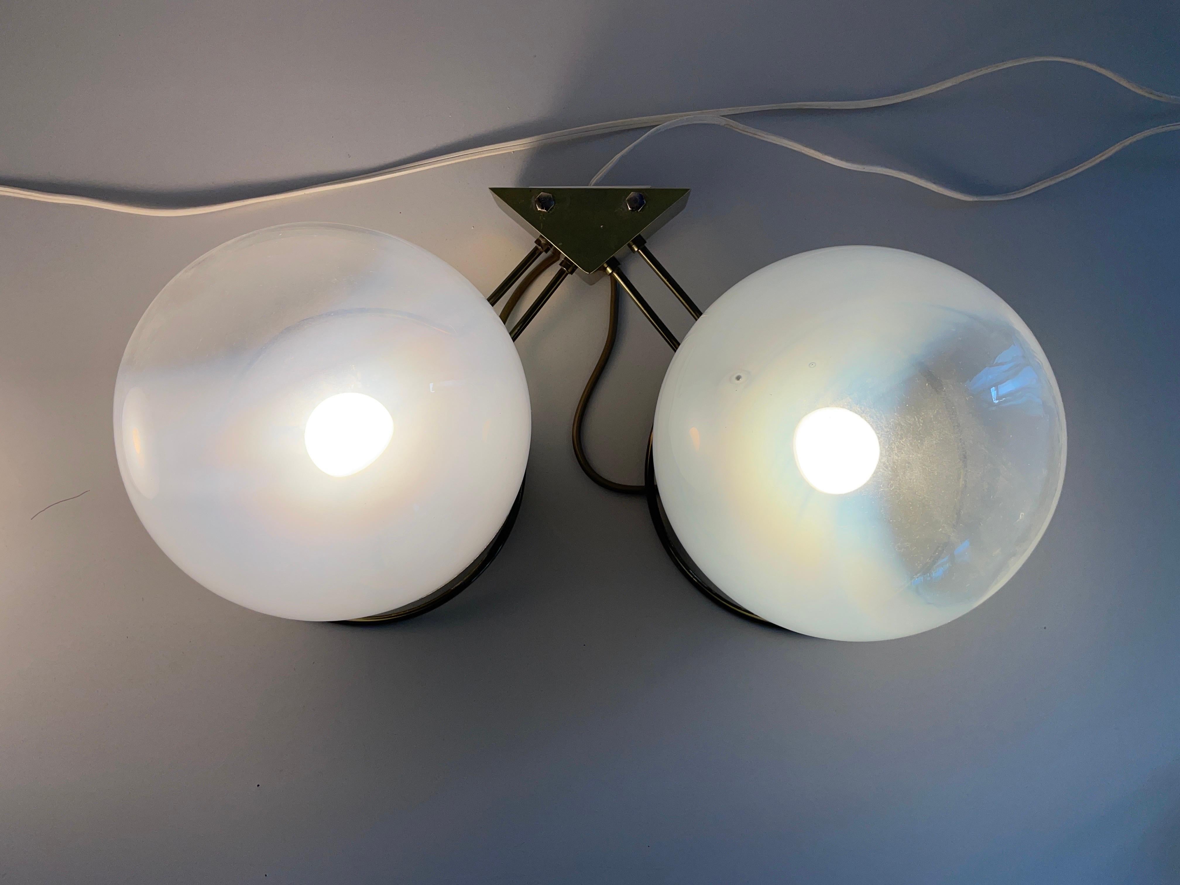 Glass Ball and Brass Sconces by Gino Sarfatti, 1950s, Italy For Sale 10
