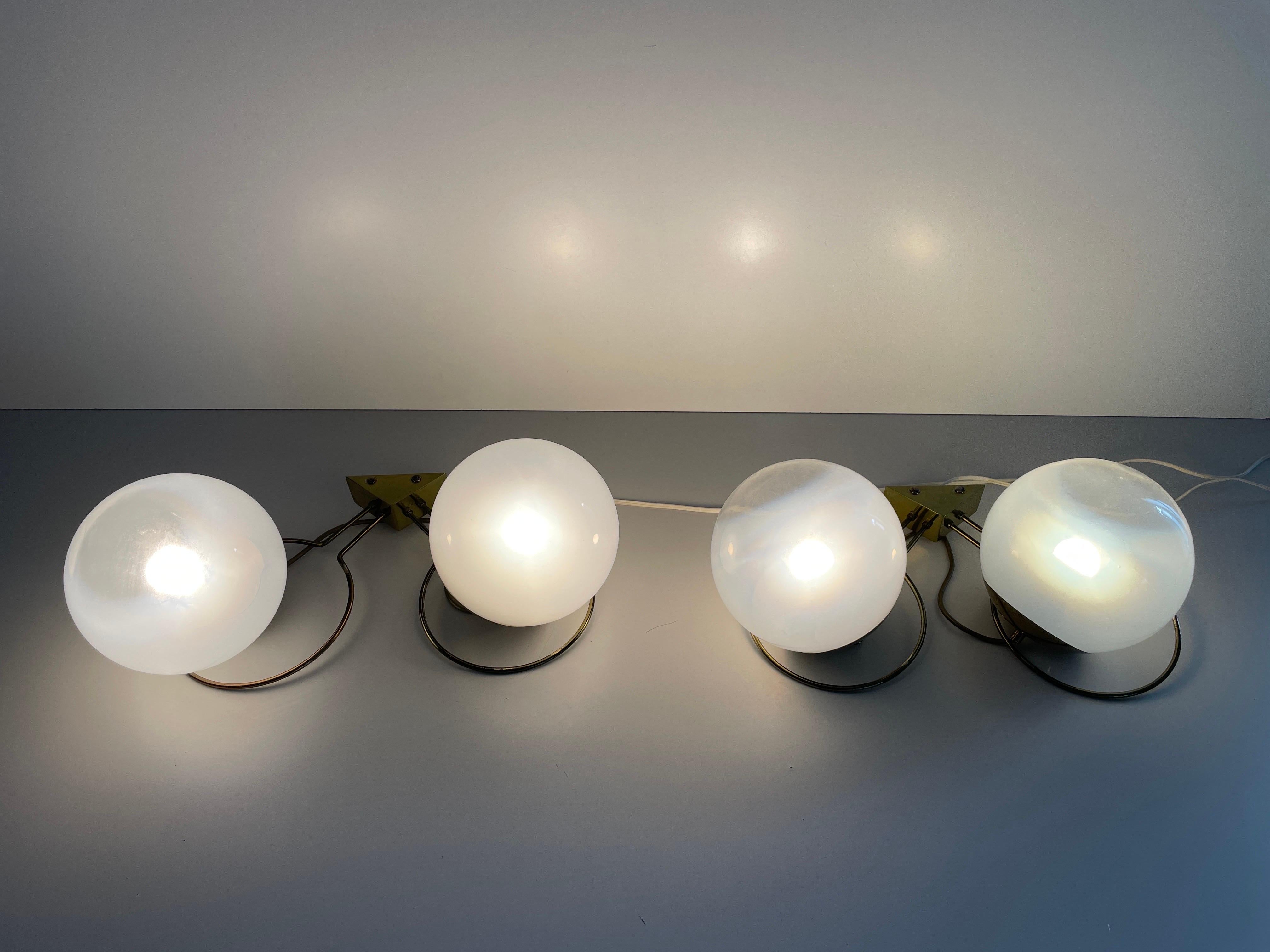 Glass Ball and Brass Sconces by Gino Sarfatti, 1950s, Italy For Sale 11