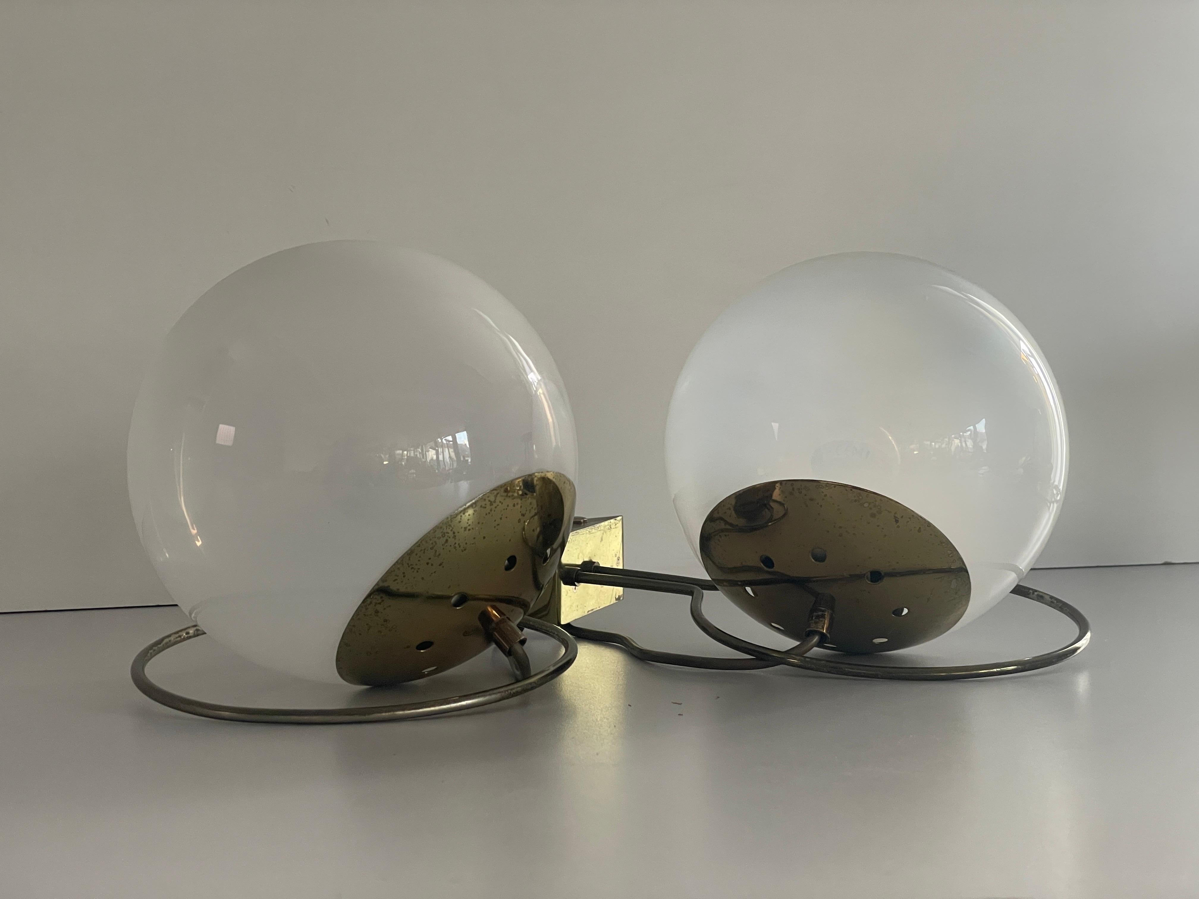 Glass Ball and Brass Sconces by Gino Sarfatti, 1950s, Italy For Sale 12