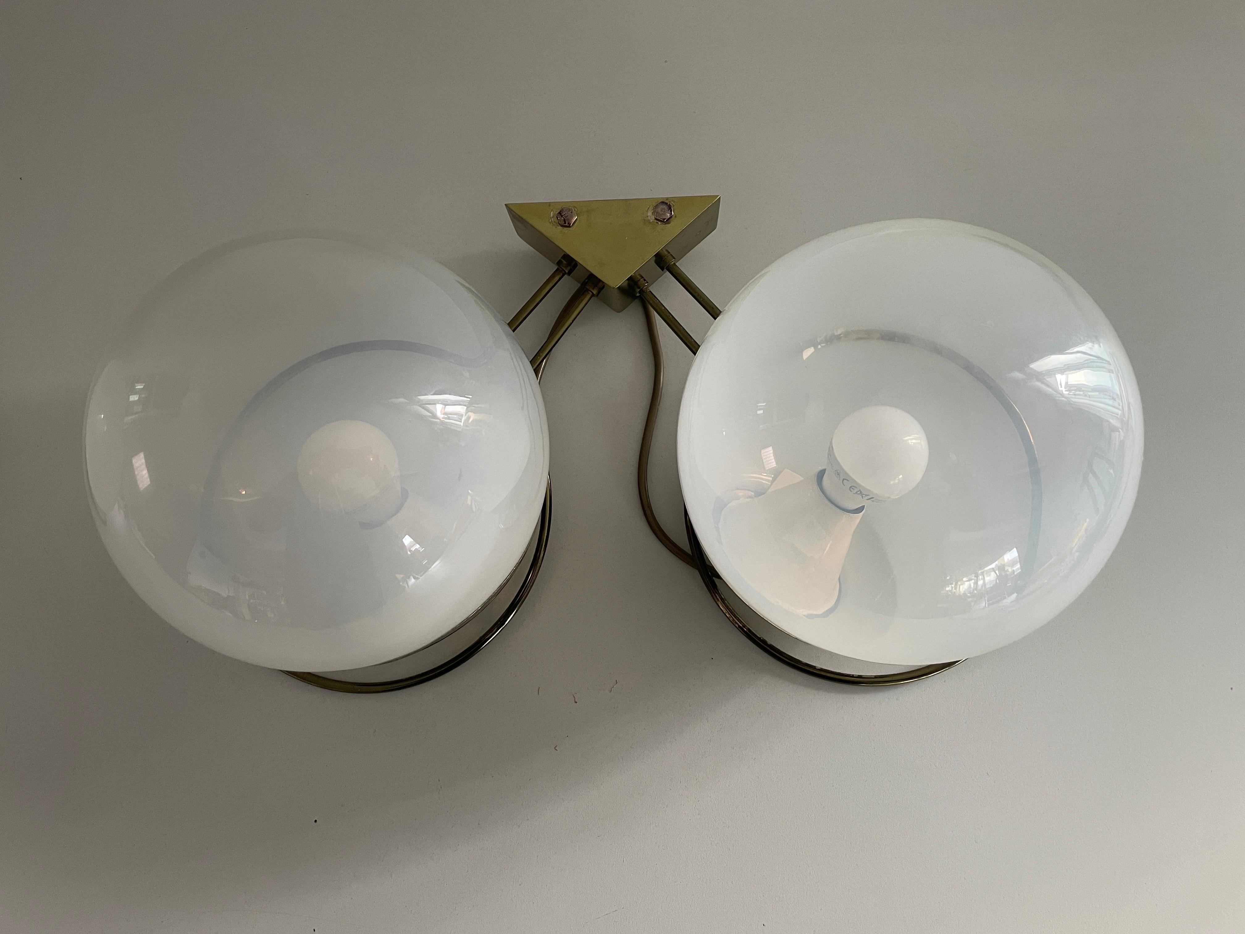 Mid-20th Century Glass Ball and Brass Sconces by Gino Sarfatti, 1950s, Italy For Sale