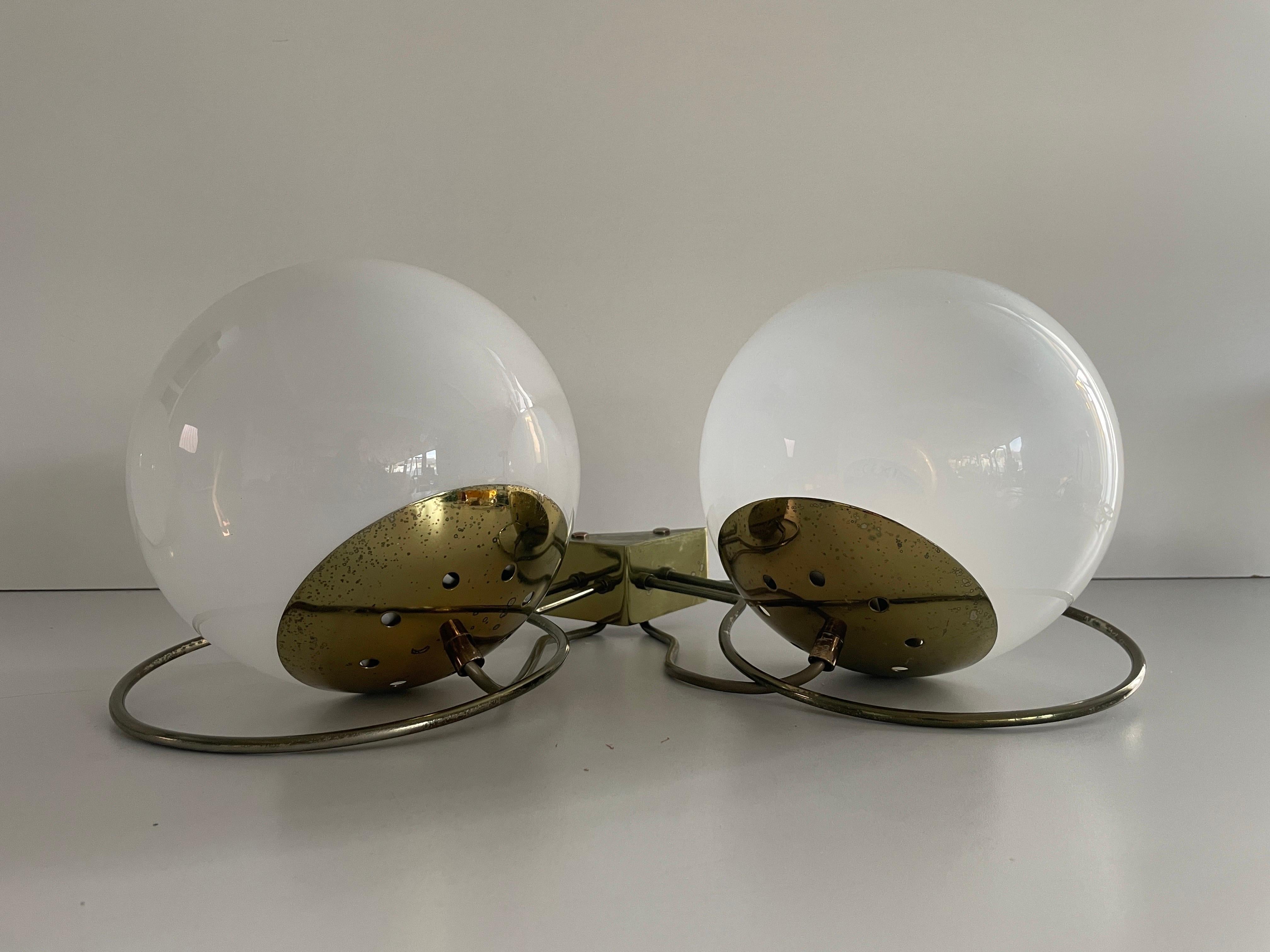 Glass Ball and Brass Sconces by Gino Sarfatti, 1950s, Italy For Sale 2