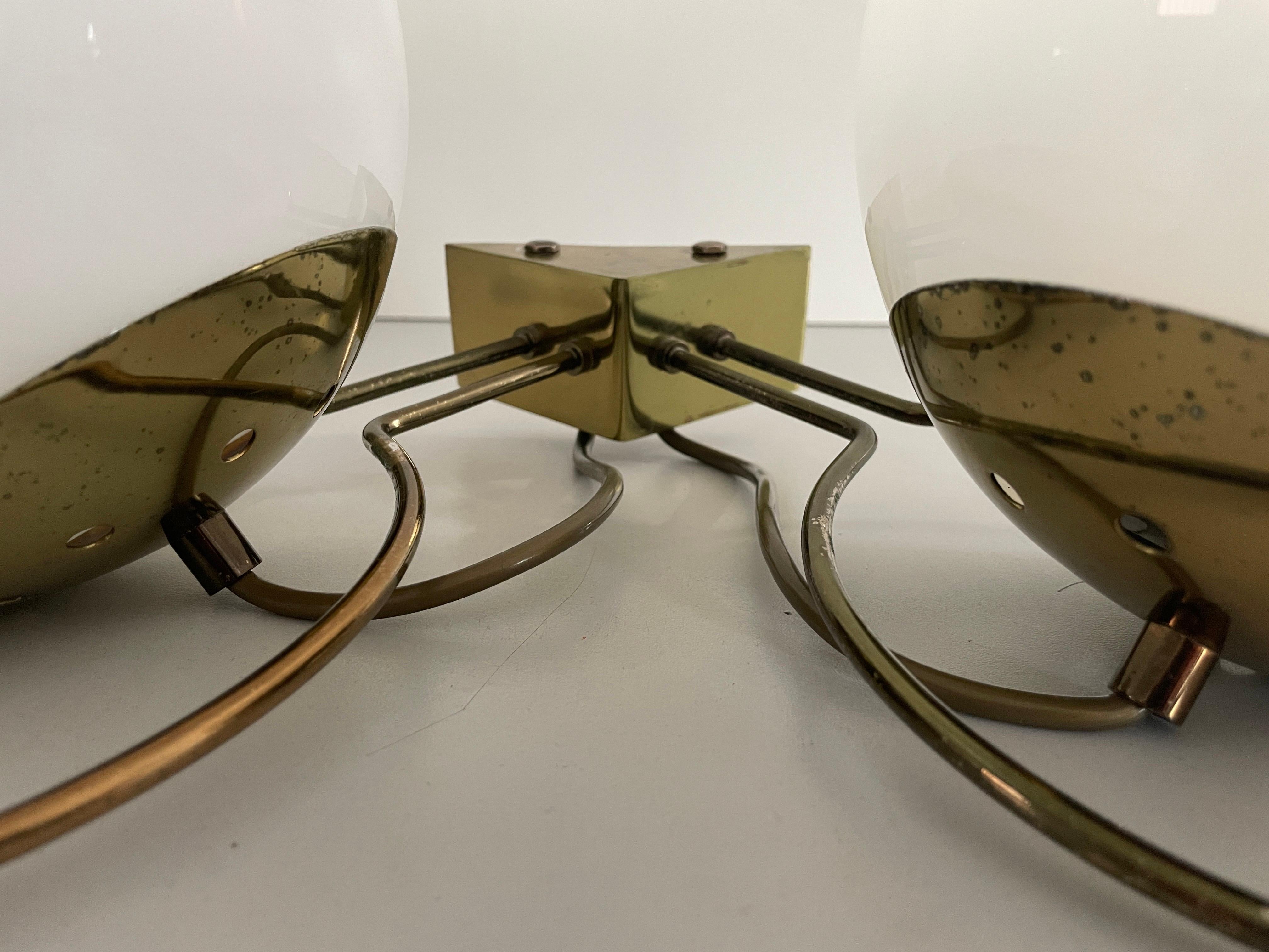 Glass Ball and Brass Sconces by Gino Sarfatti, 1950s, Italy For Sale 3