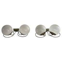 Glass Ball and Brass Sconces by Gino Sarfatti, 1950s, Italy