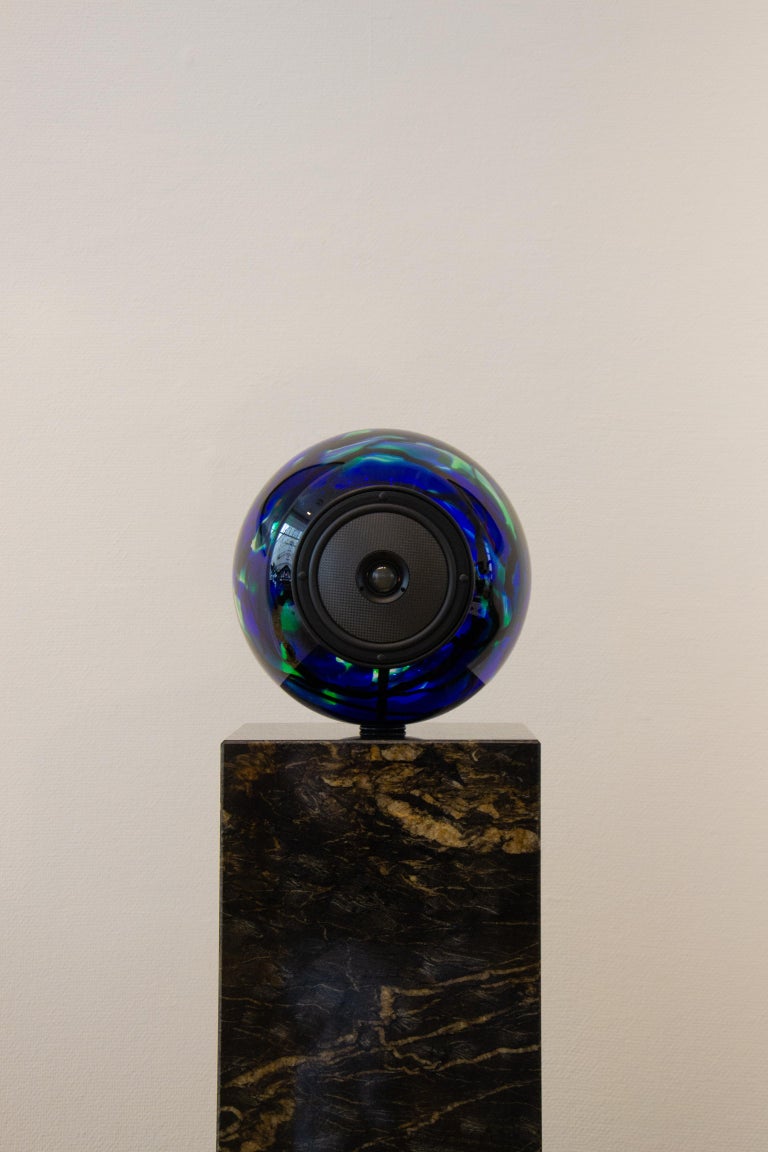 Danish Customizable Glass Ball Full-Range Pedestal Mono Speaker.  For Sale