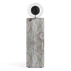 Glass Ball Full-Range Stereo Speaker Set W. Travertine Base 'Customizable'