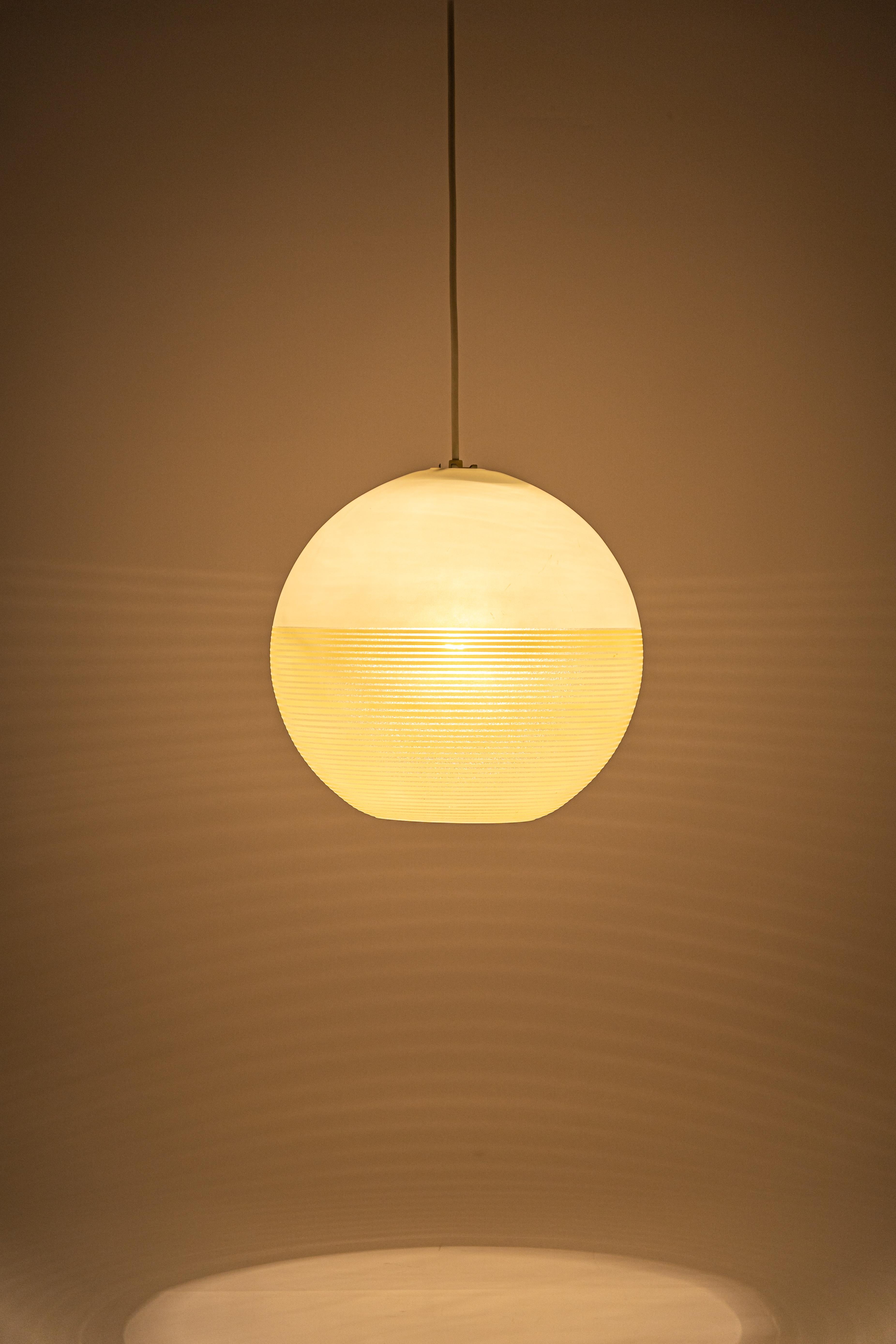 Glass Ball Pendant Light by Doria, Germany, 1960s For Sale 1