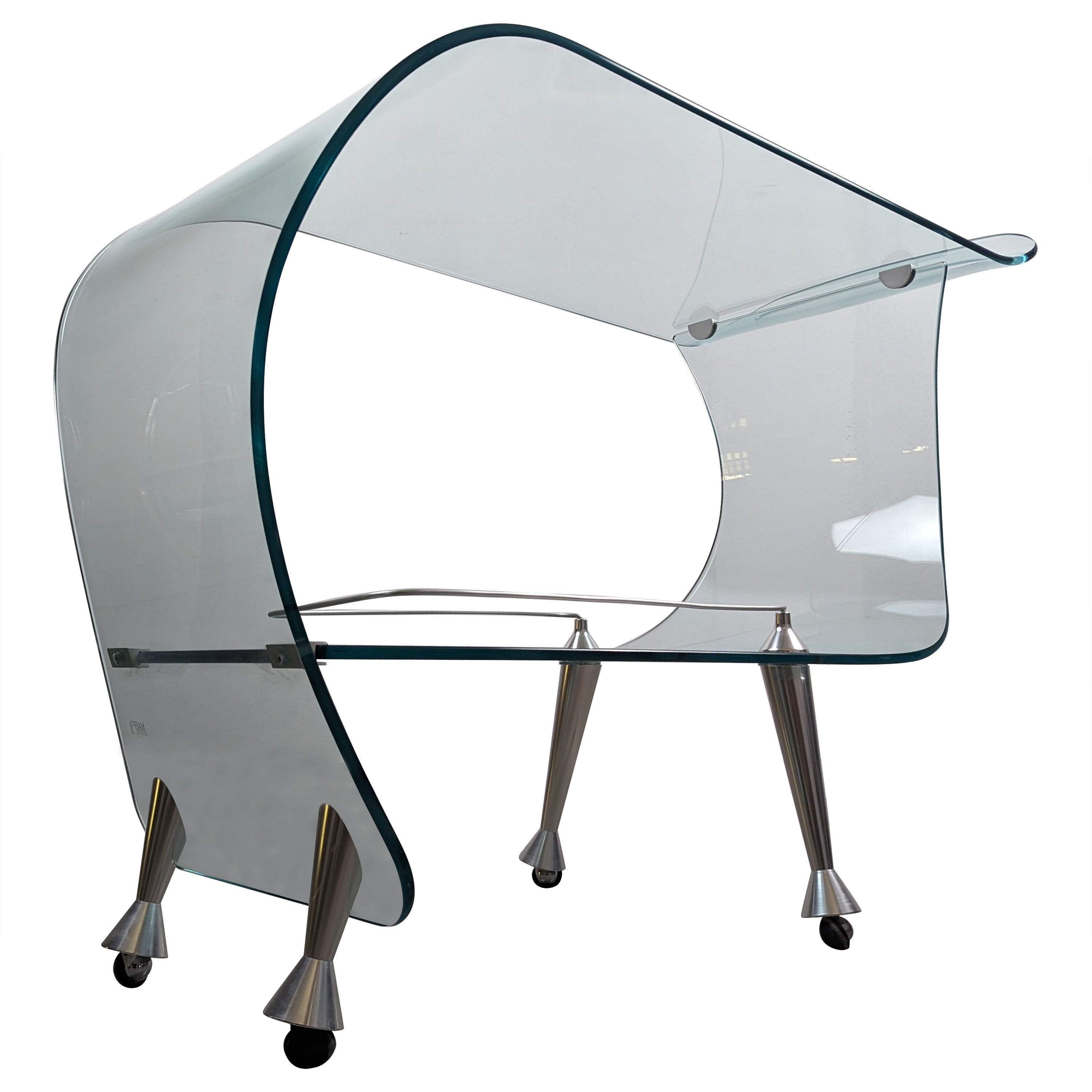Glass bar cart trolley by Massimo Iosa-Ghini for Fiam, Italy, 1990s